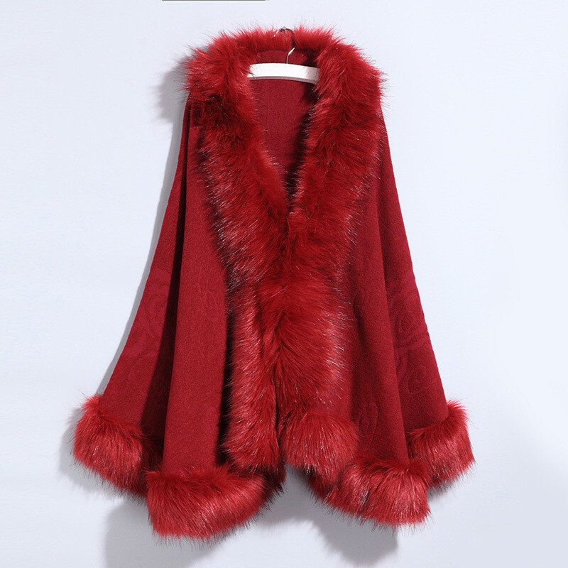 Women faux fur shawl Poncho Cape wedding Wrap Shawl bride Cloak Blanket