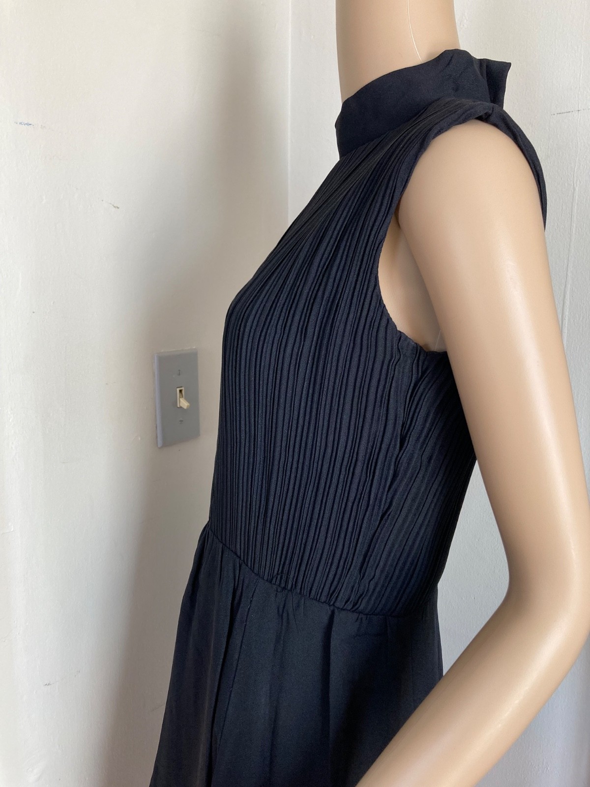 Vintage 60s Mod GoGo Cocktail Party Black Pleated Mini Dress Size Small/XS