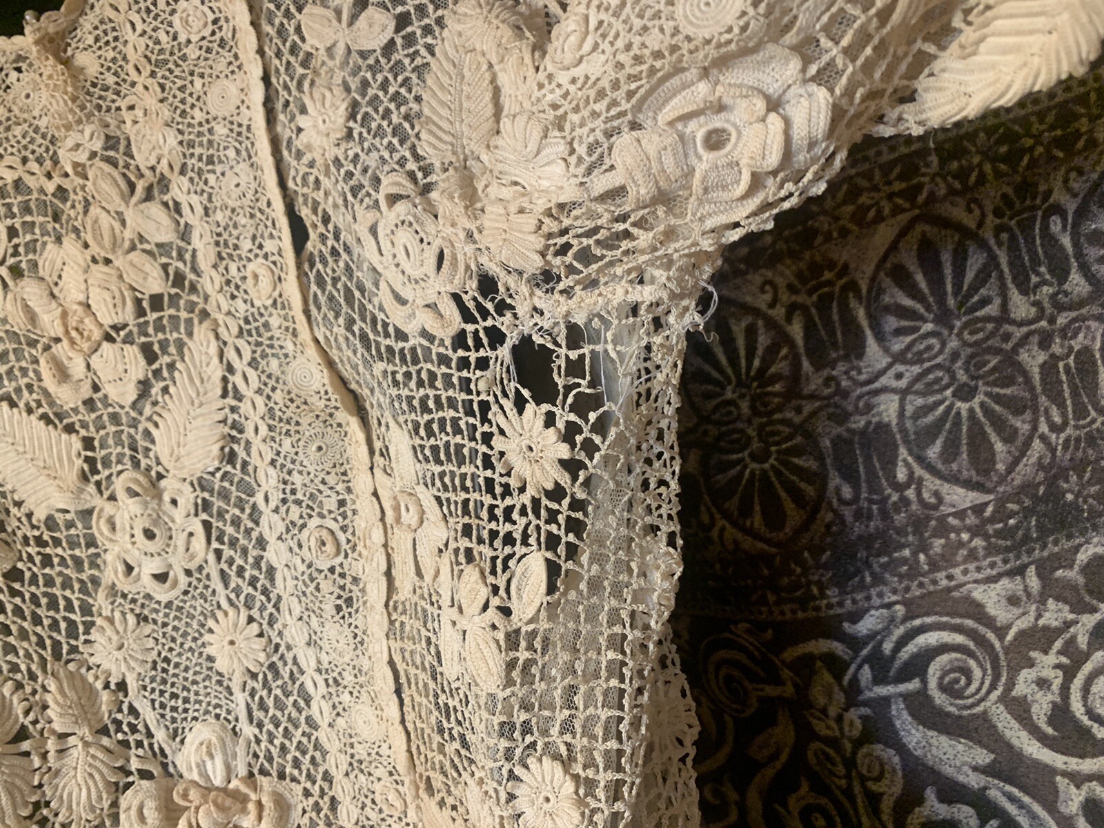 Antique Edwardian Irish Crochet Lace Blouse With High Collar Collectable