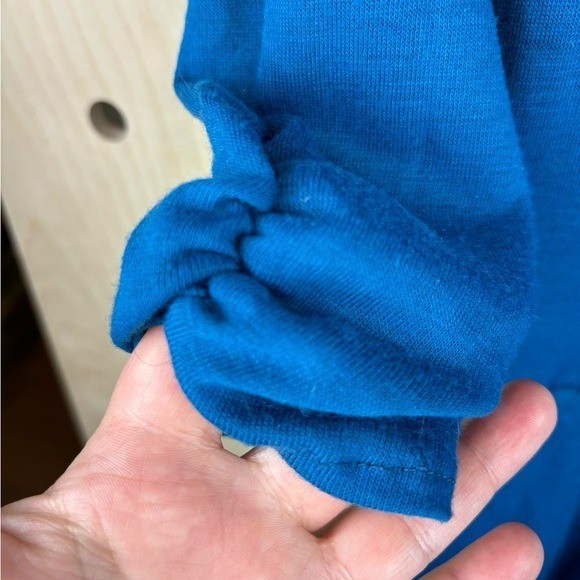 Vintage 1970’s Foxy Lady San Francisco Blue 3/4 Sleeve Wrap Front Dress Size 5/6