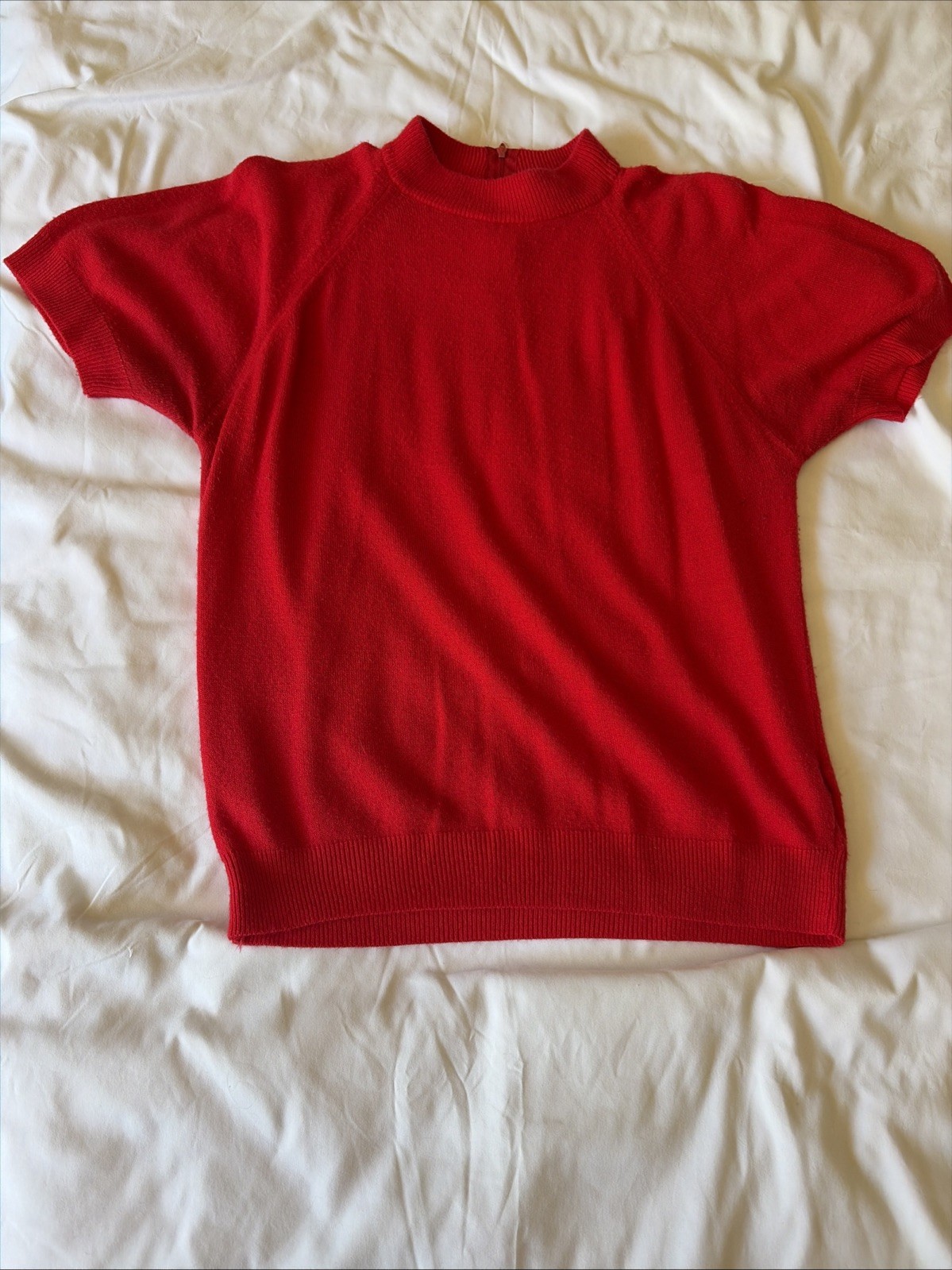 Vintage 80s Preppy Red Sweater Shirt Zipper Back 80s Medium Designers Original