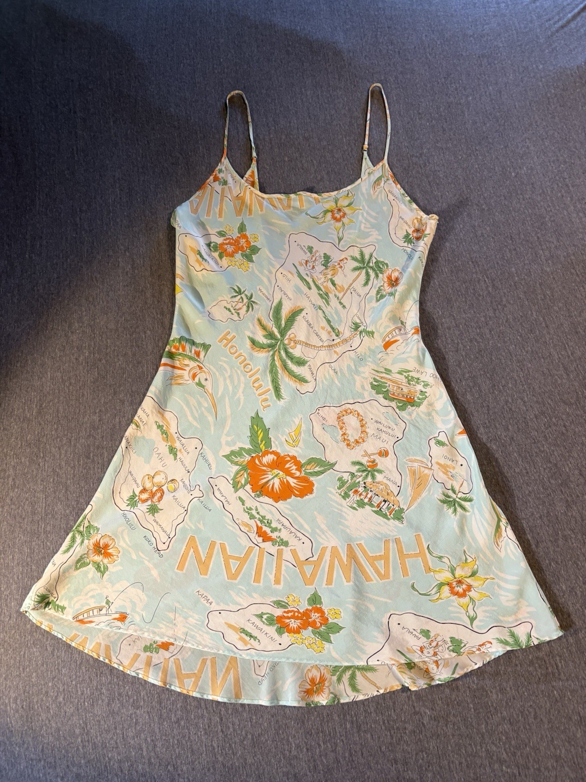 Vintage 90s Victorias Secret Silk Hawaiian Honeymoon Series Slip Dress Pin Up L
