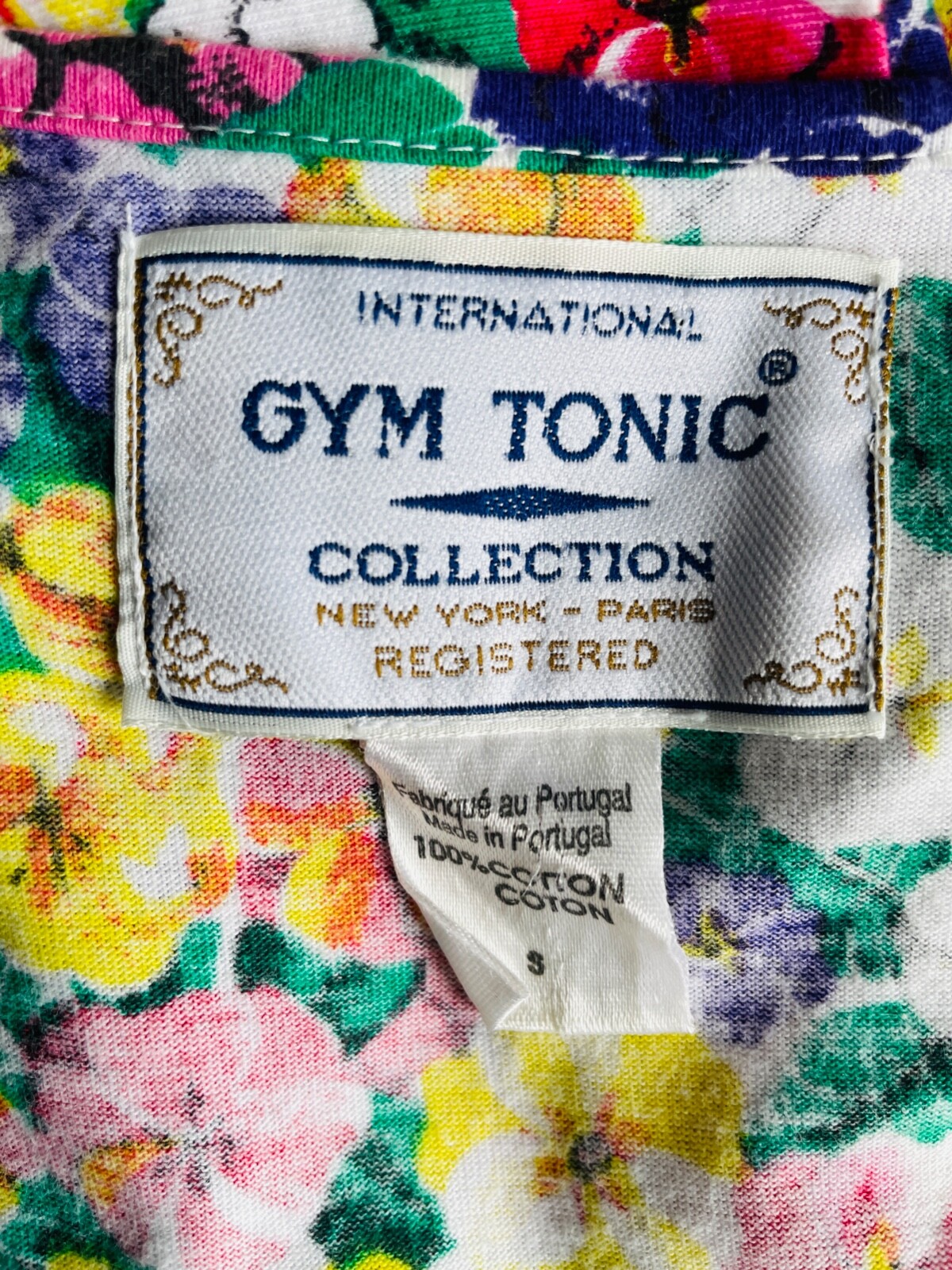 VTG 80’S-90’S RED BLUE YELLOW GREEN FLORAL PRINT DROP WAIST COTTON MIDI DRESS*S