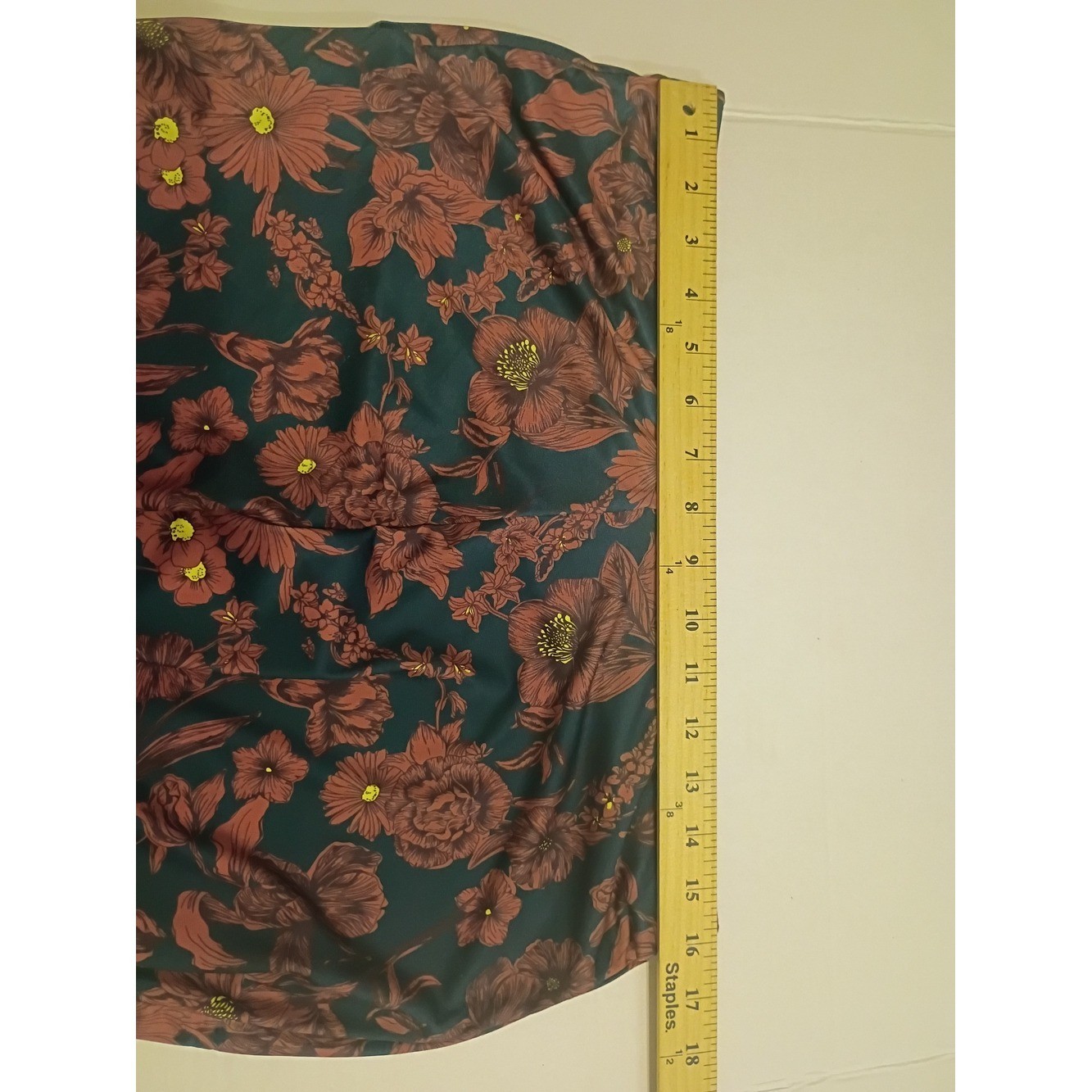High-Rise Floral Flare Pants in Aqua Green and Rust Sz L