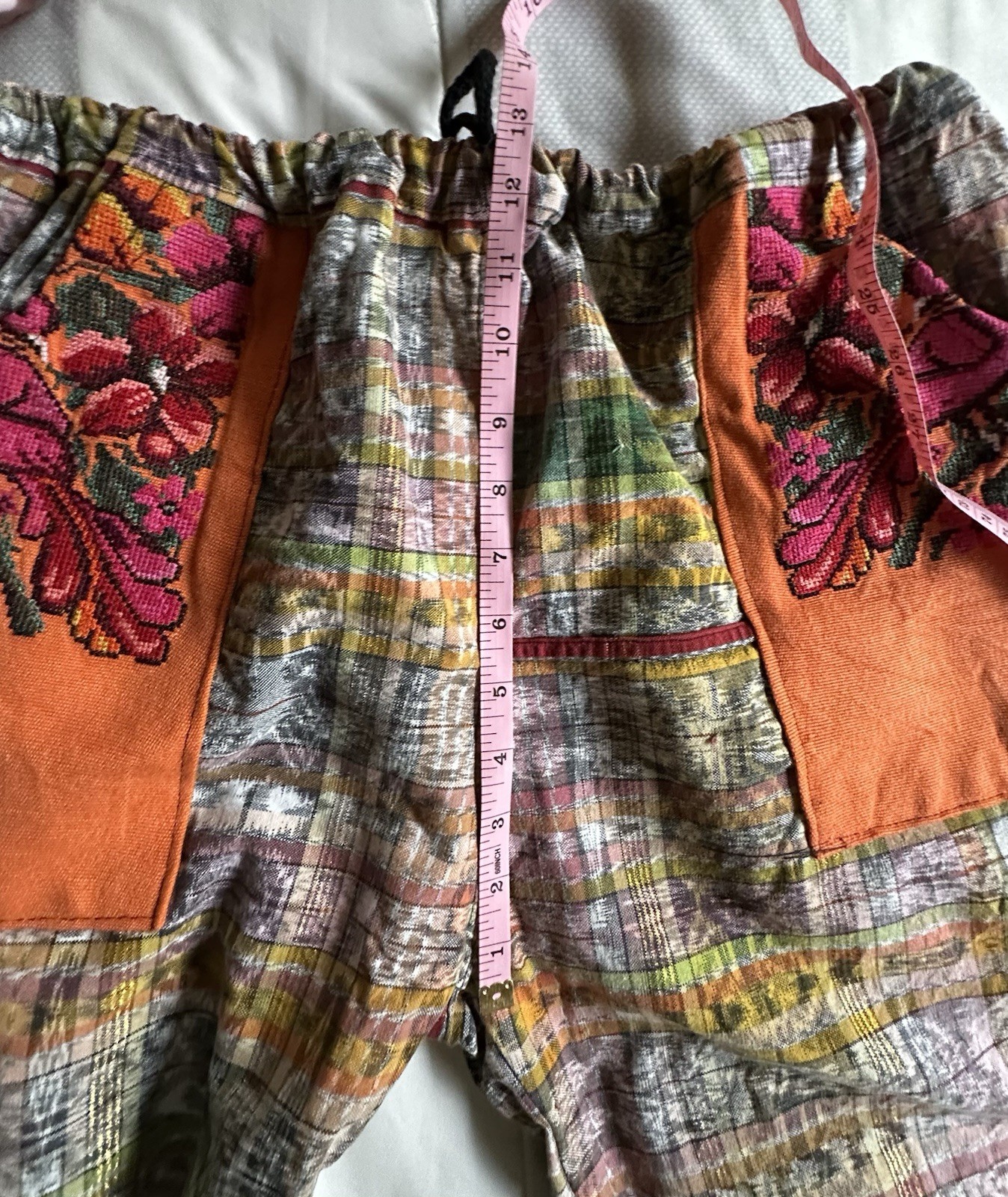 Vintage Guatemalan Patchwork Pants Embroidered Boho Ethnic Artisan Colorful M/L