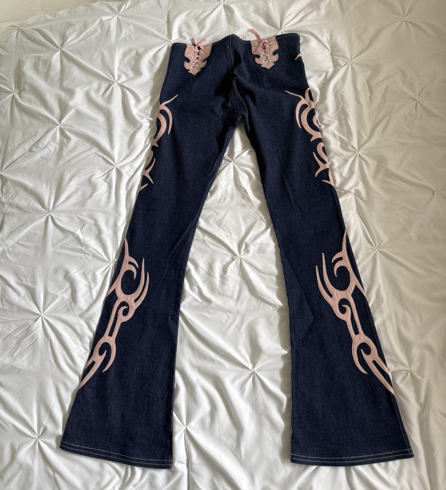 Vintage Electric Barbarella, Pink Tribal Cut Out Jean