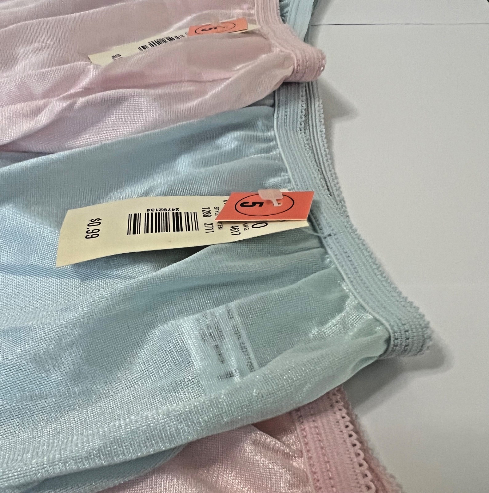 Granny Panties Lot 3 NWT Vtg Classic Satin Nylon Brief 2 Pink 1 Blue 1288 Size 5