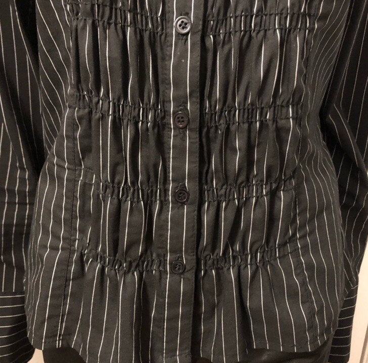 Vintage 90’s Heart Moon Star Smocked Front Button Up Striped Shirt