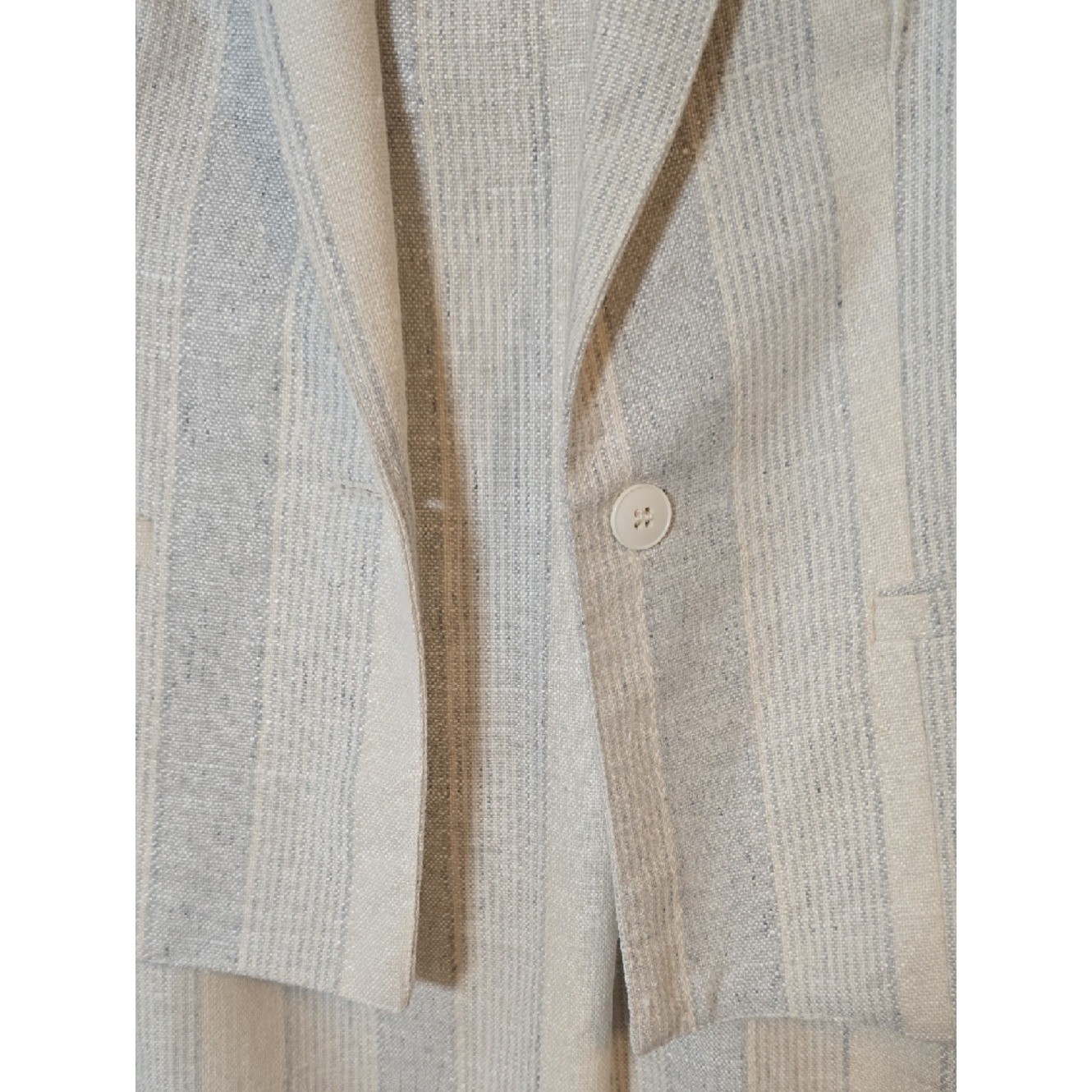 ROYCE LTD NY Vintage Cream and Light Gray Blue Striped Skirt Suit Set 10 NWT