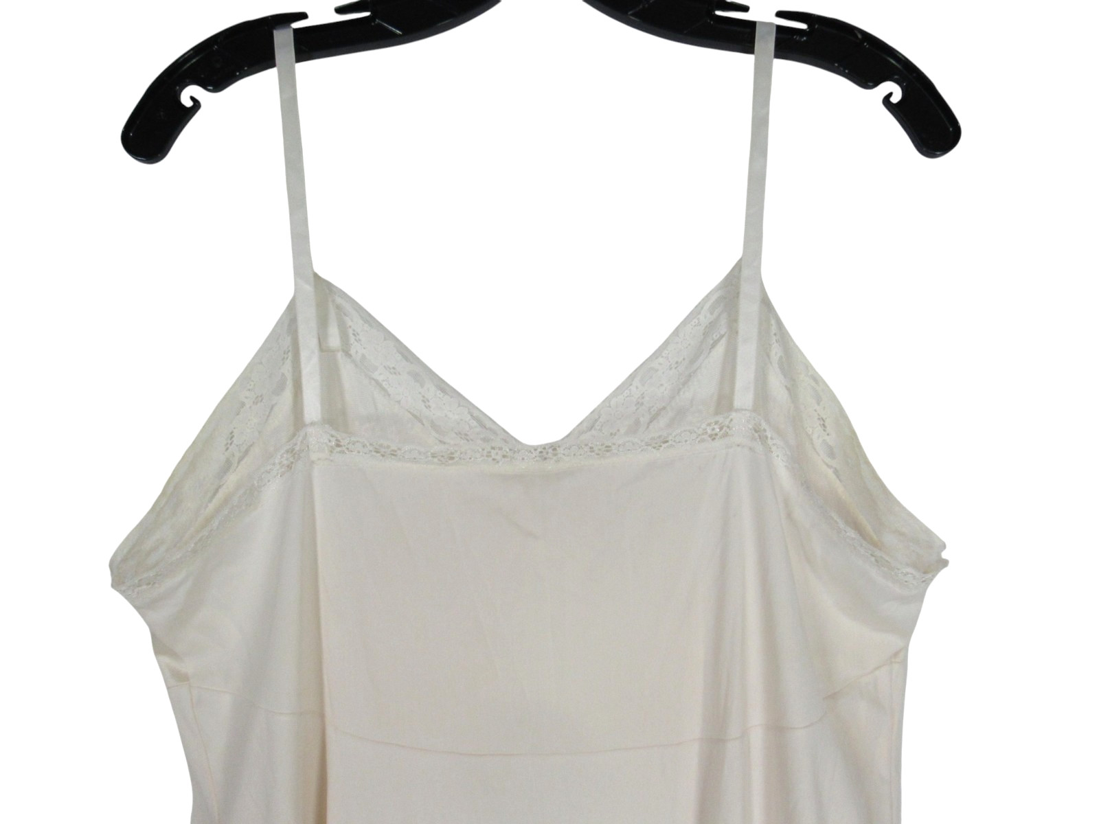 VTG VANITY FAIR White NYLON Floral Lace Trim ADJUSTABLE STRAPS Full Slip Sz 38