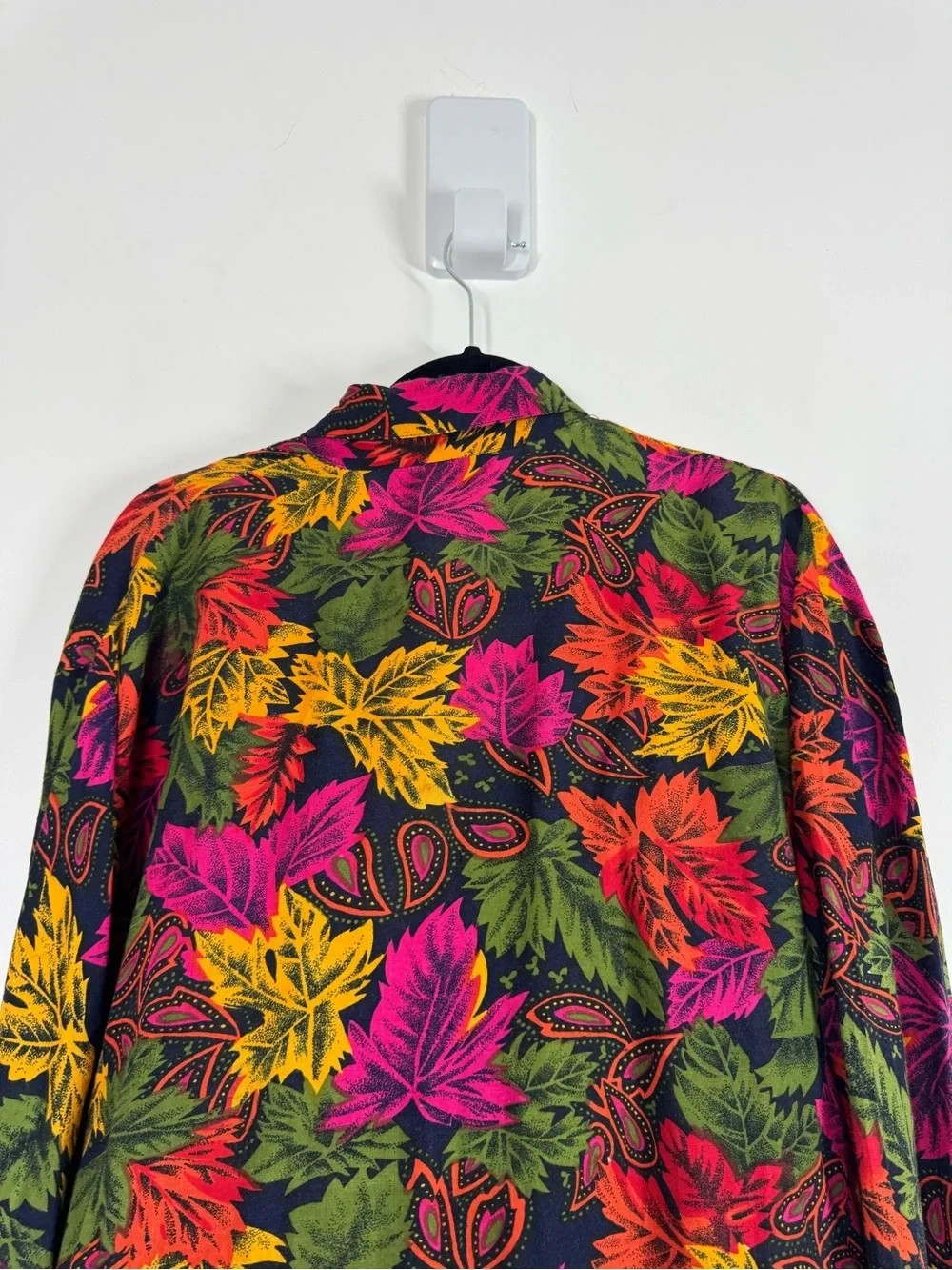 PIOKO Blazer Size L Vintage Bold Leaf Print Unstructured Single Button Boyfriend