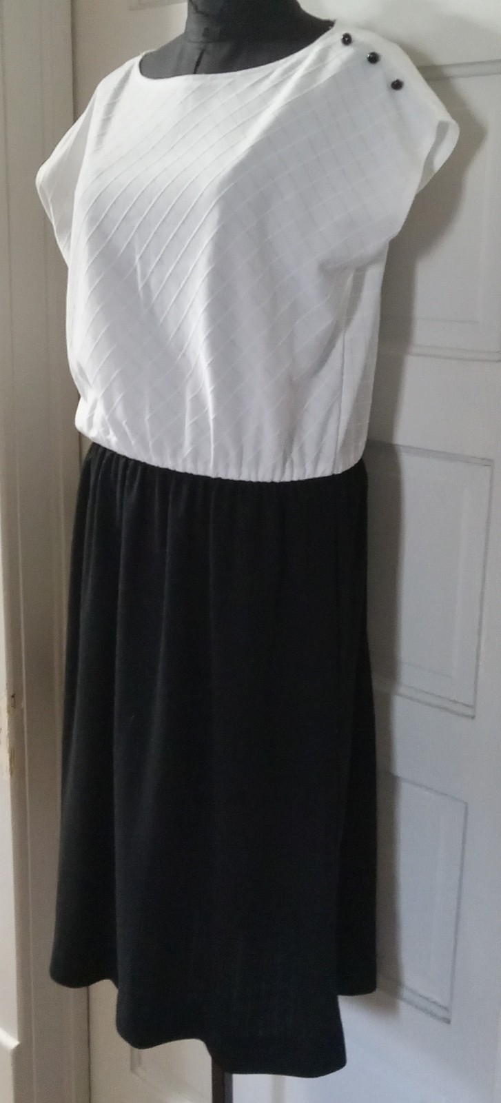 MS CLAIRE Black & White Grid 70’s Dress USA 18
