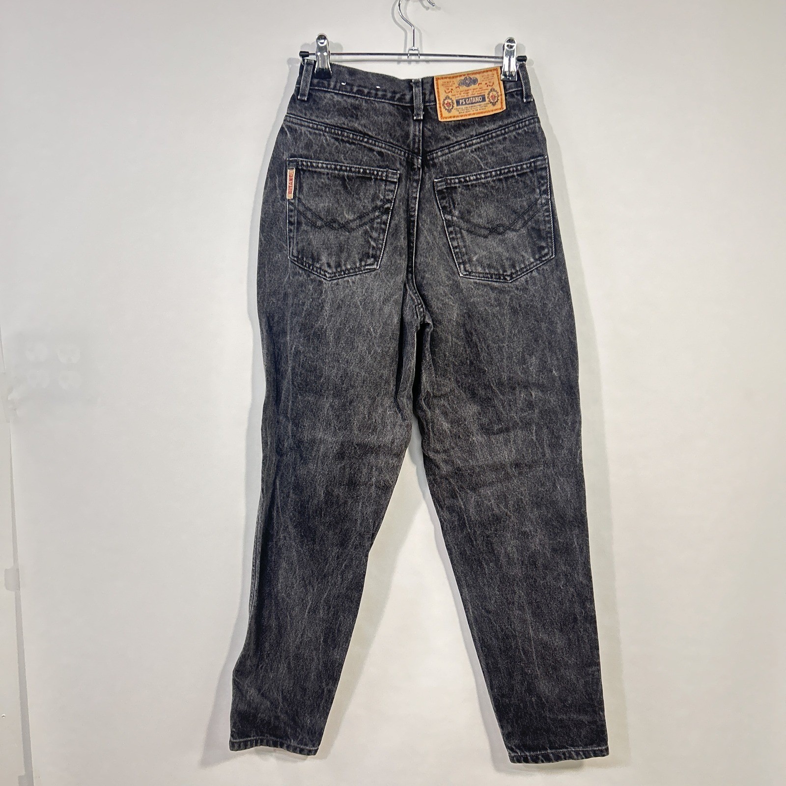 Vintage 80s PS Gitano Mom Jeans 6 High Waist Charcoal Acid Wash Tapered Grunge