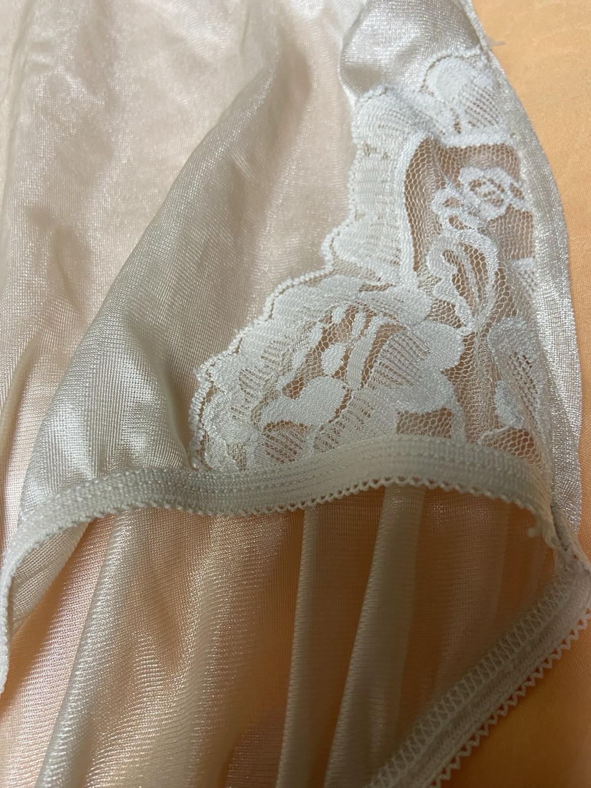 Vanity Fair Vintage Ivory Sheer Sexy Silky Sissy Granny Satin Panties Size 8