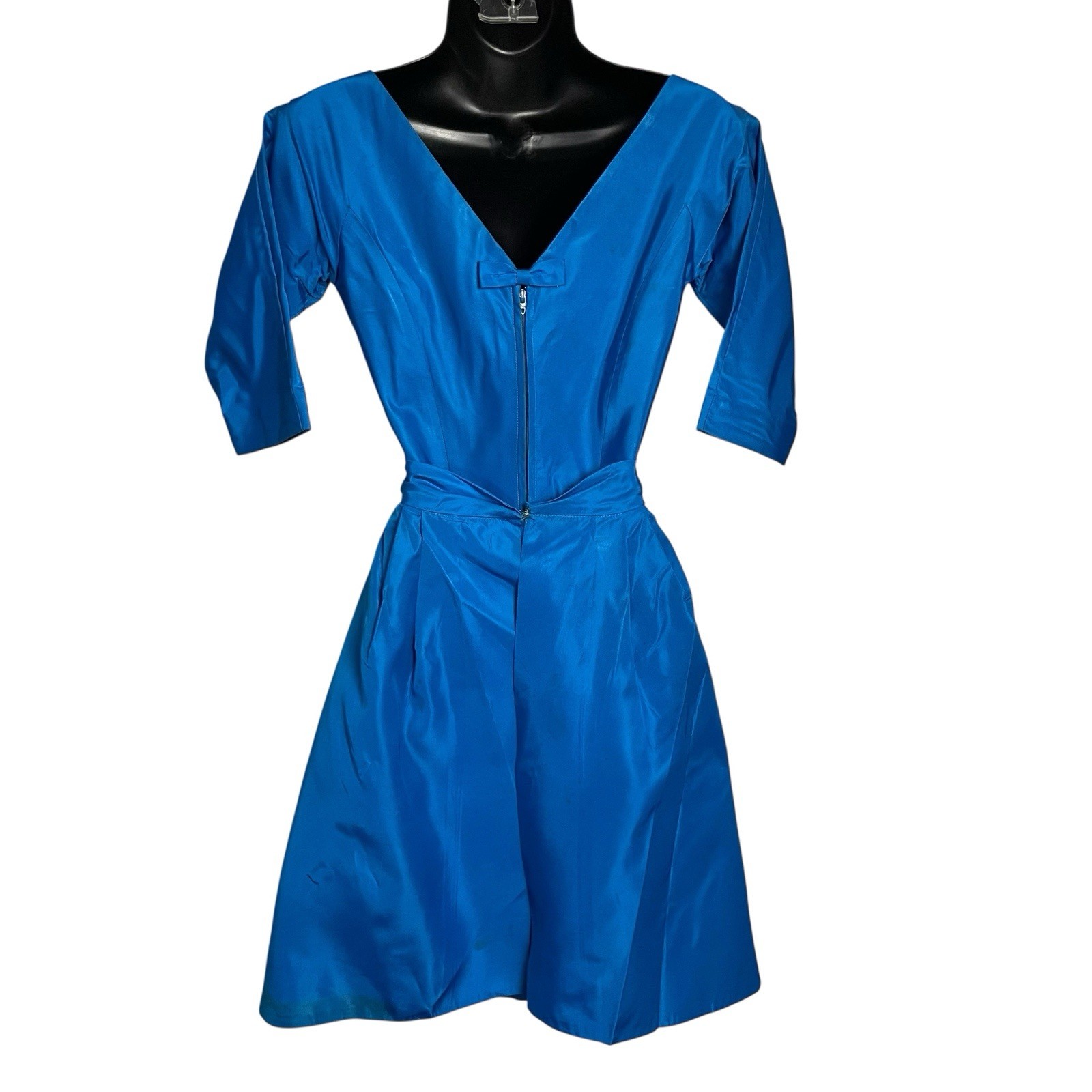 Vtg 50s Lorrie Deb San Francisco Dress Size 5 Turquoise Cocktail Overskirt 60s
