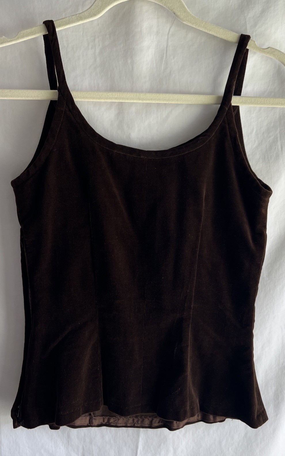 1950s Vintage Abby Michael Ltd Brown Velvet Camisole Tank Top Corset Size XS/S