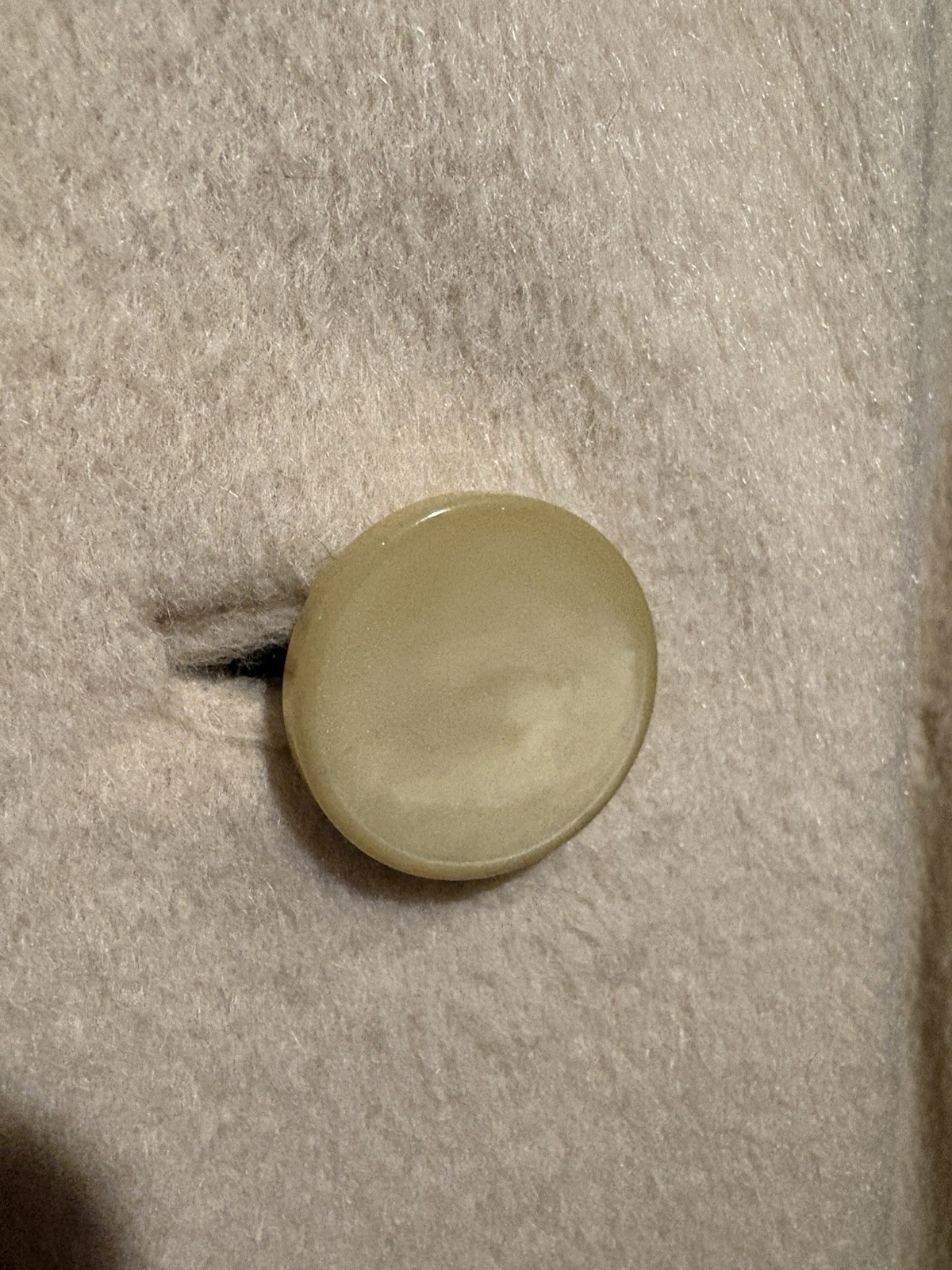 Vintage Forstmann Beige Wool Coat with Mink Fur Collar Small Some Damage!