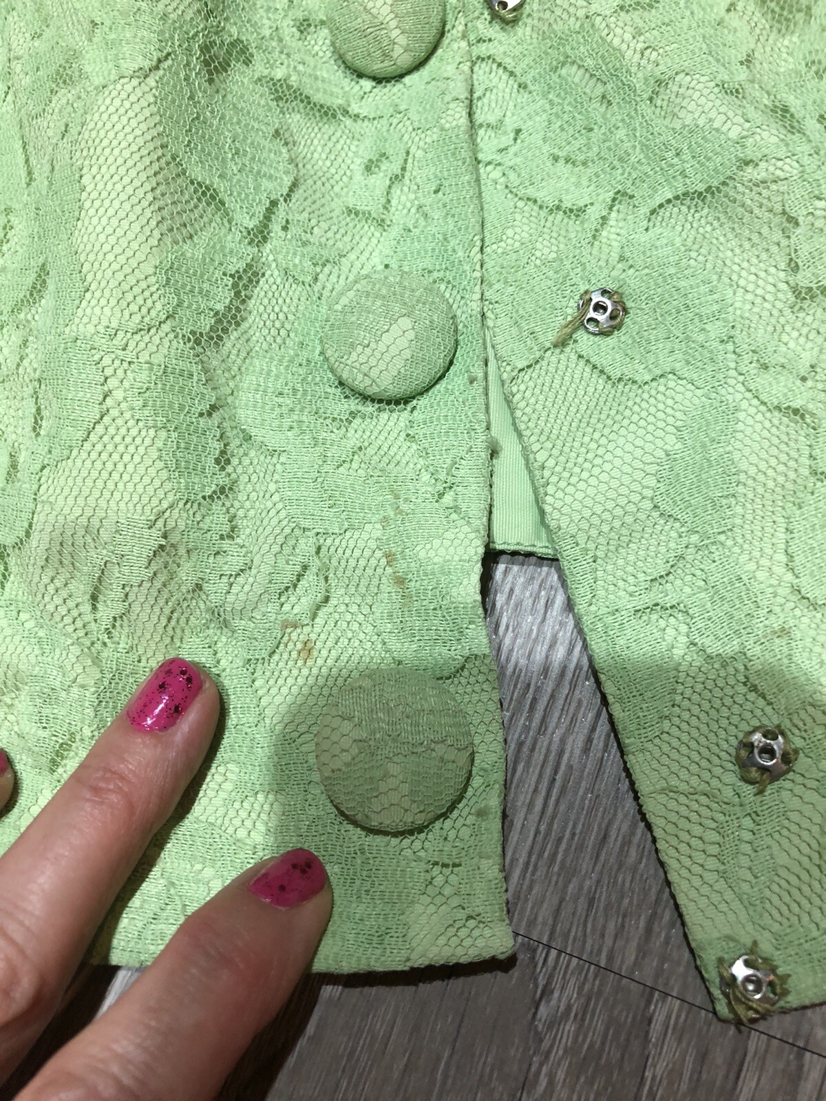 60s VTG Union Tag Sea Foam Green Lace Over Satin Jackie O~Dress&Jacket Set XS/S