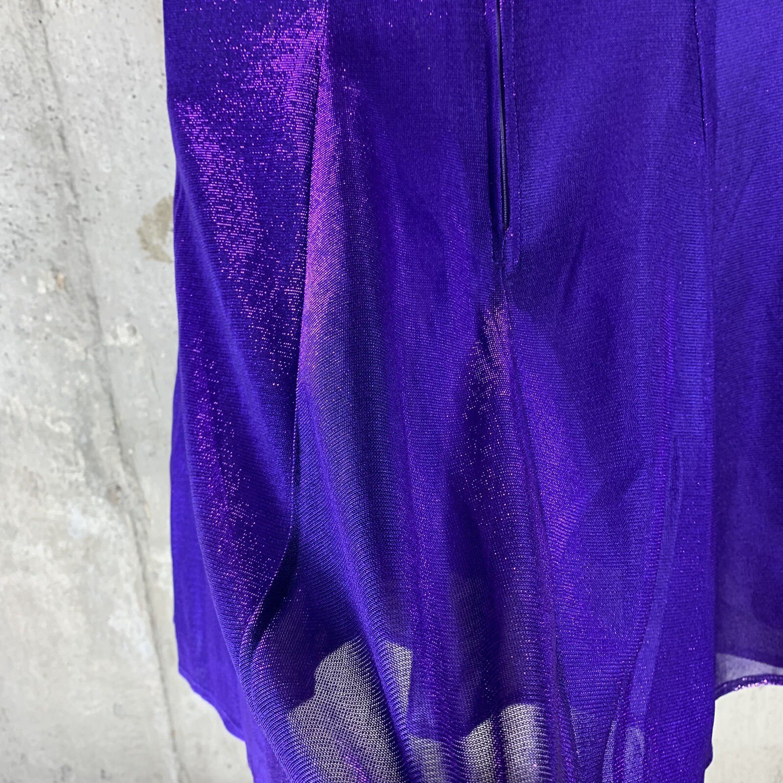 Vintage Mini Dress Purple Iridescence Fit Flare Tank Open Back Size 9/10
