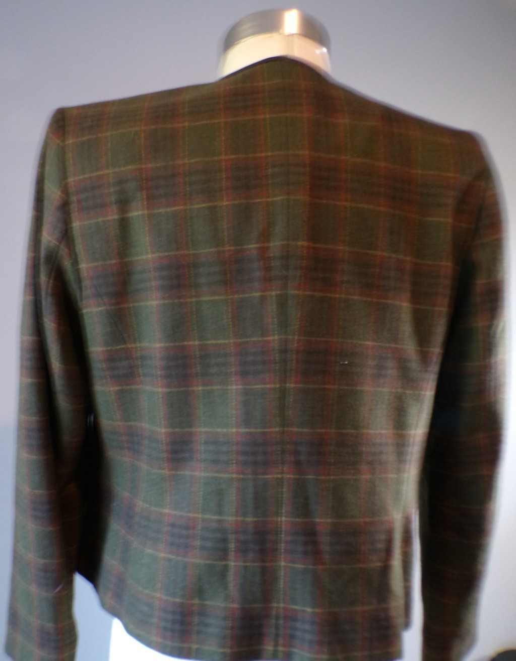Vtg Pendleton Lined Wool Jacket Size 10 Petite Olive Plaid Tailored Classic