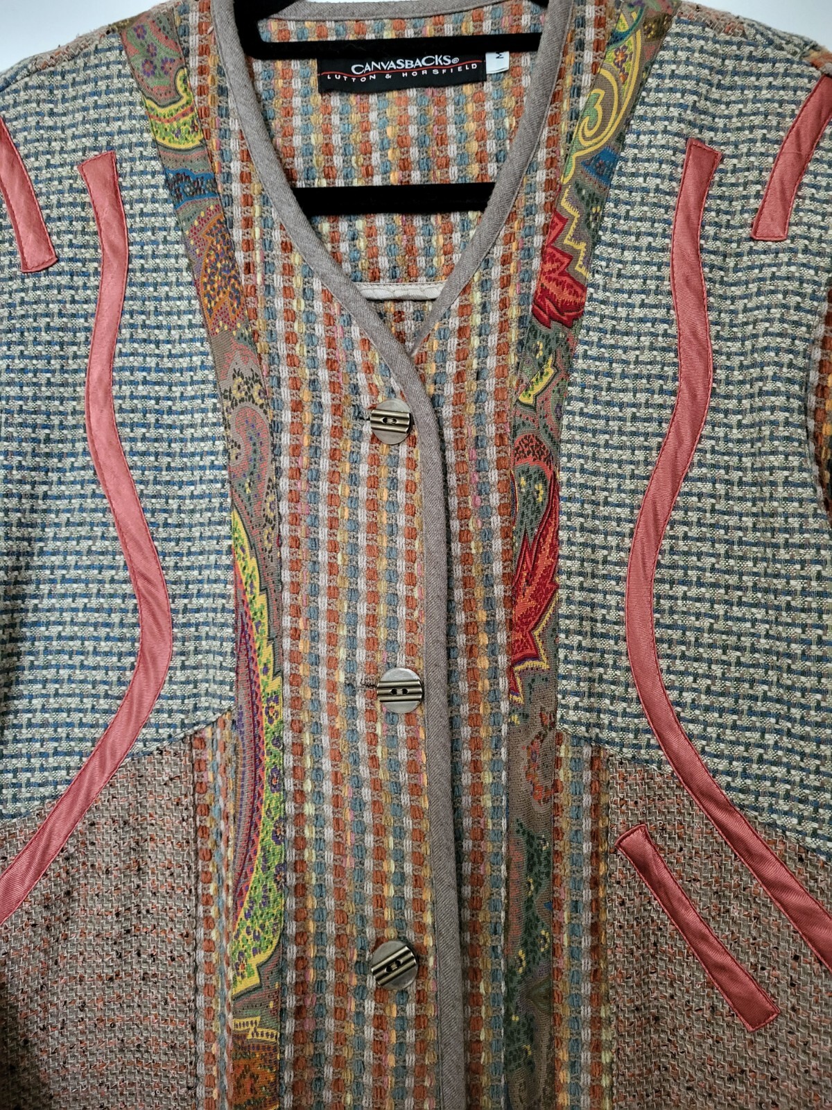 Canvasbacks Lutton And Horsfield Womens Vintage Wool Blend Mixed Media Blazer M