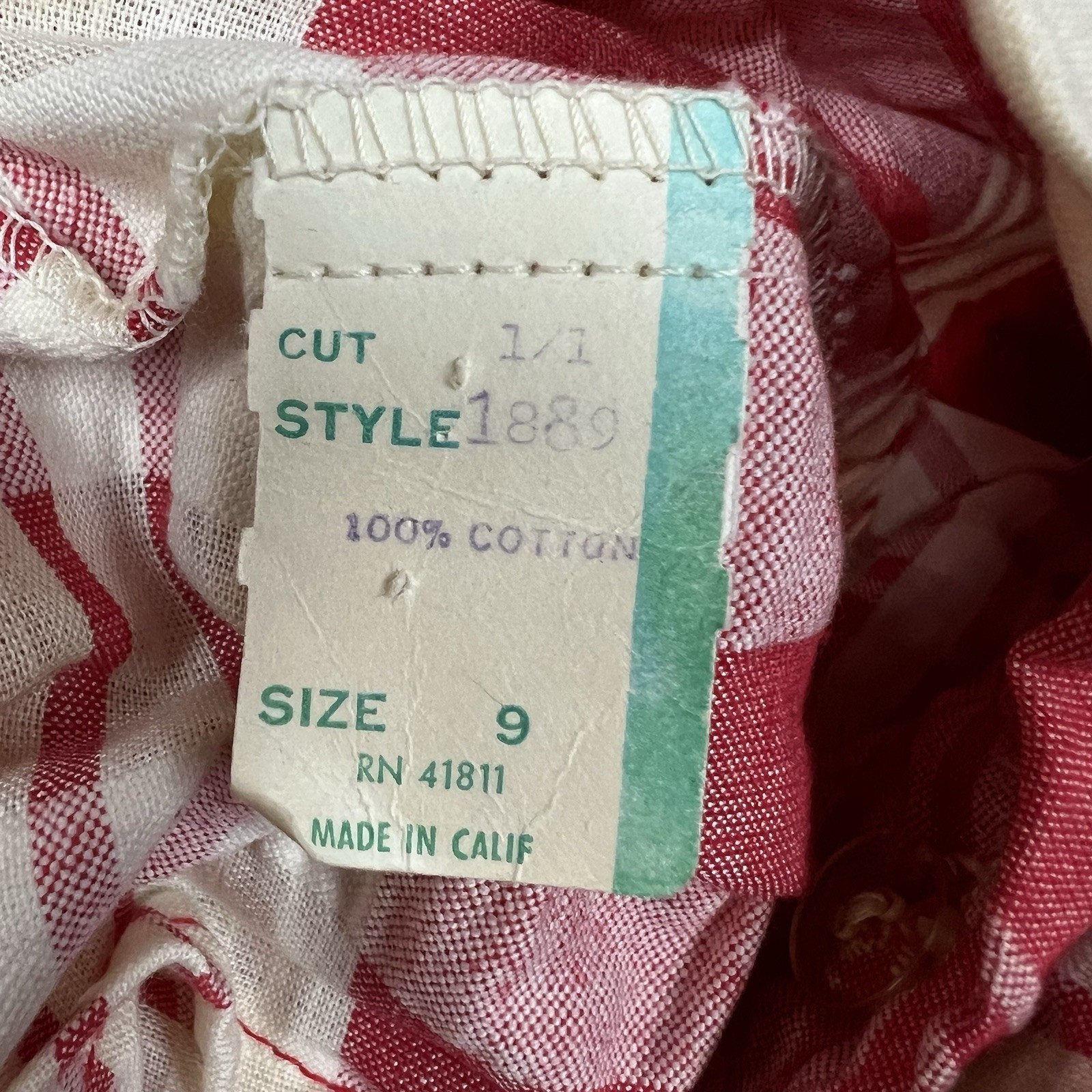 VINTAGE 60’s 70’s Tomboy Plaid Bell Bottom Pants Size 9 Red White Gingham USA