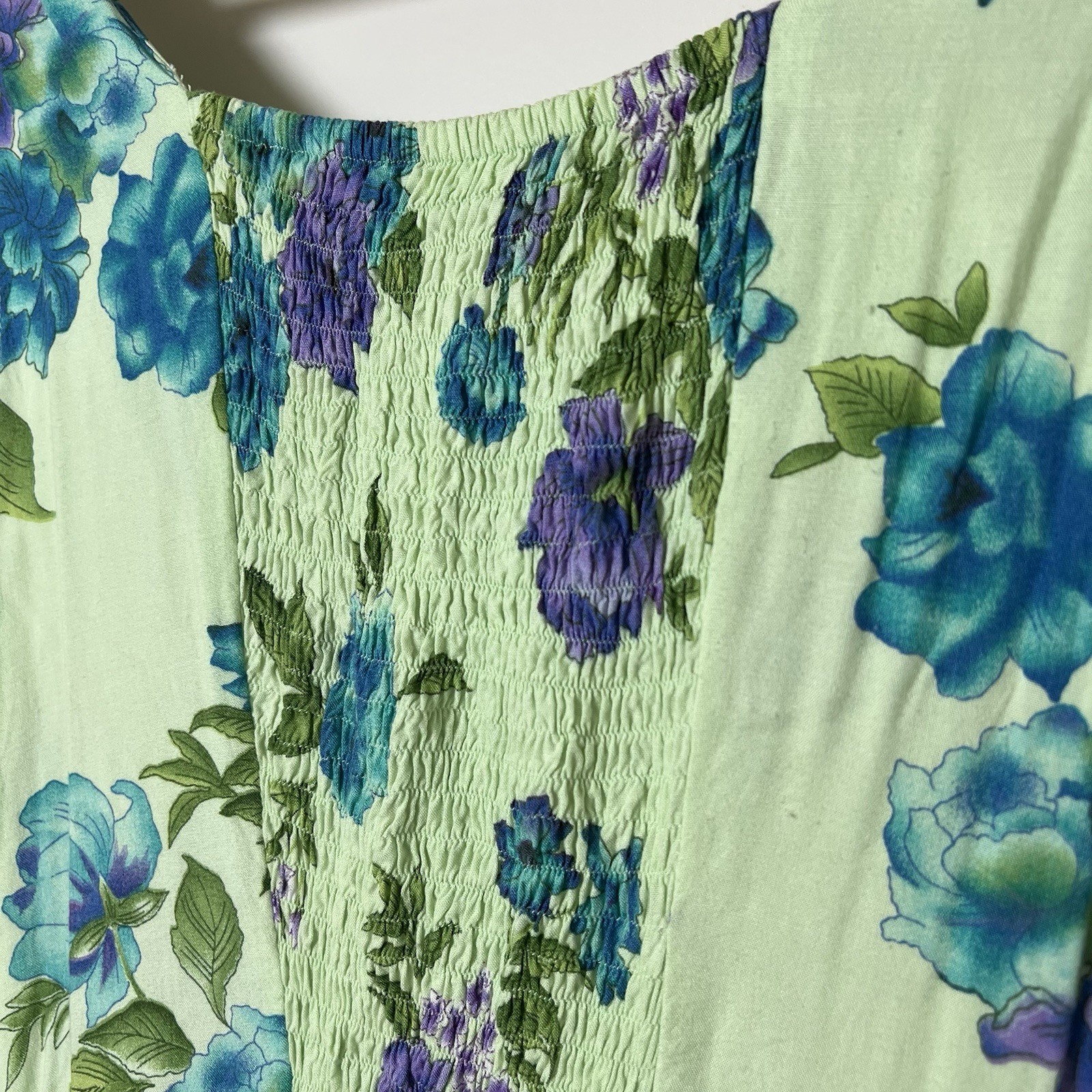 BFA Classics Vintage 90s Floral Tank Maxi Dress Pale Green Purple & Blue Flowers