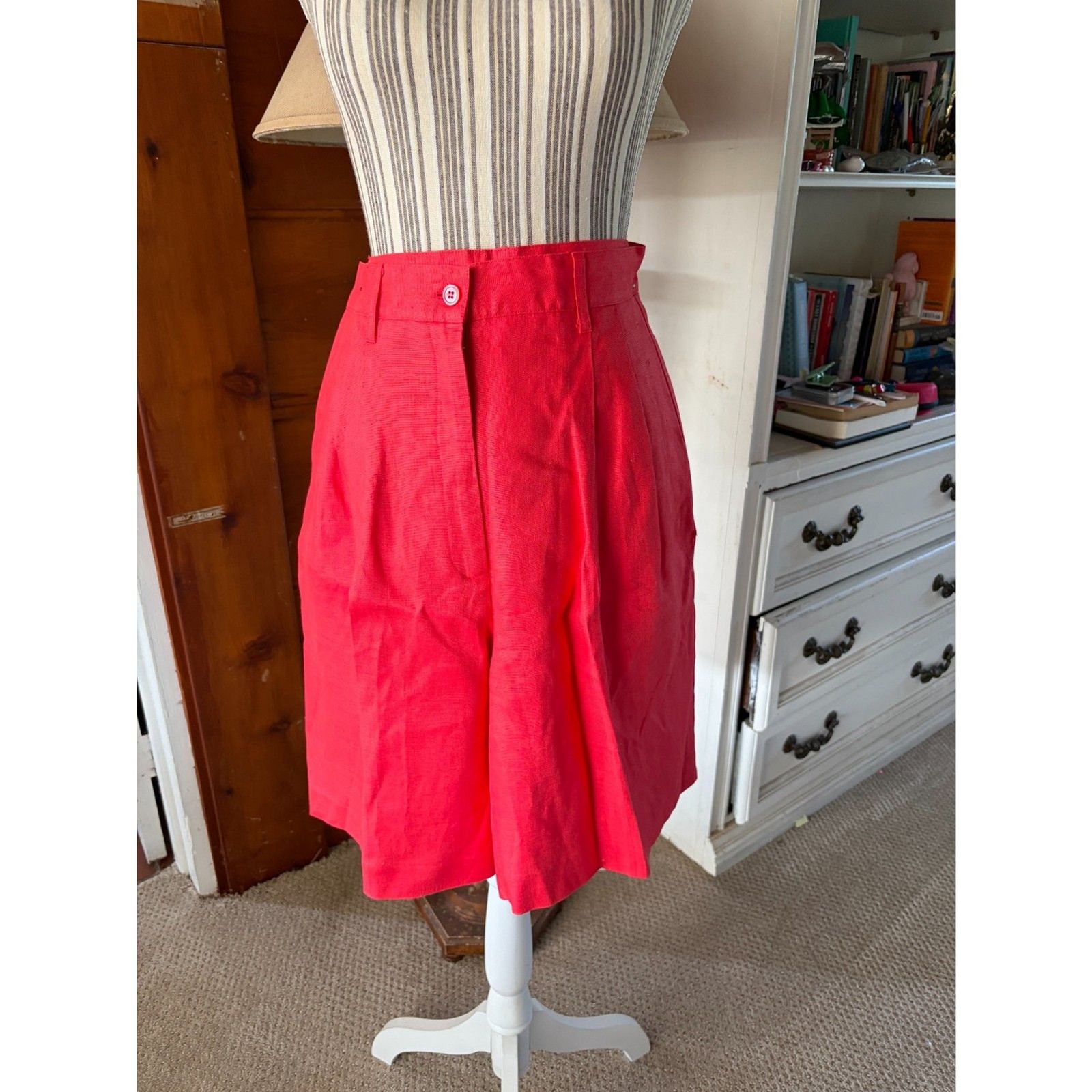 Vintage Linen Y2K 2010’s Linen Coral Bermuda Grandma Golden Girls 90’s Shorts
