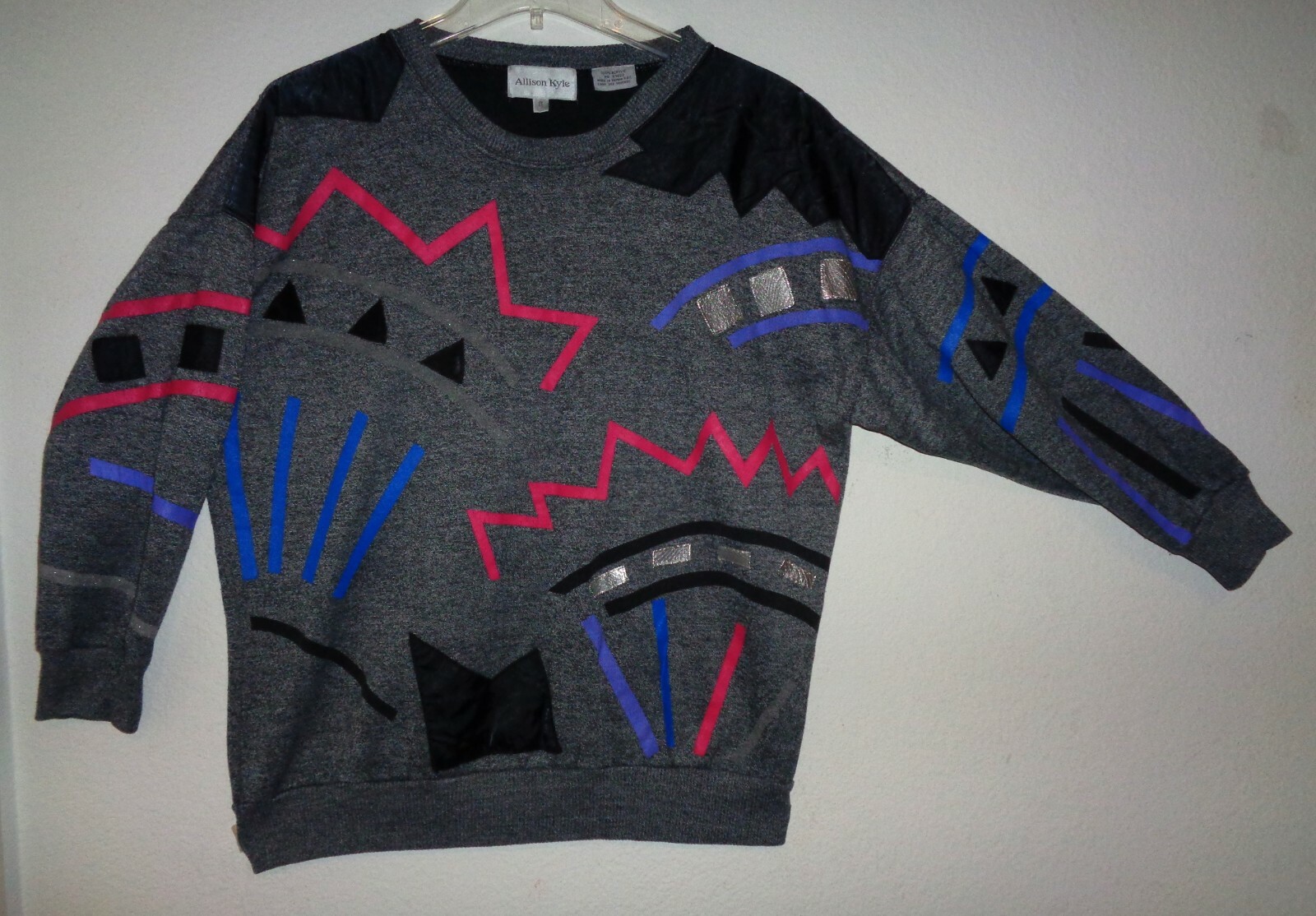 VINTAGE 80s SWEAT SHIRT TOP NEW WAVE PUNK WOMENS 1980s DESIGN ALLISON KYLE RARE