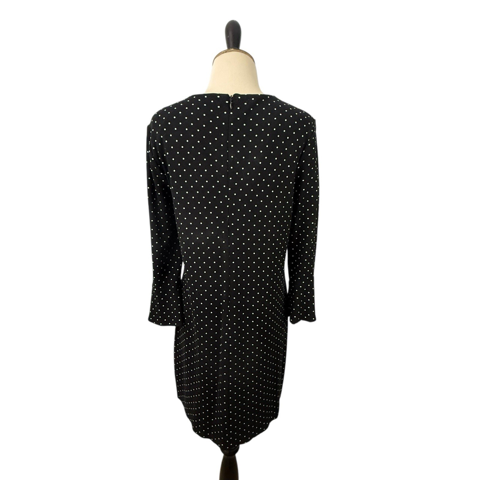 OLD NAVY Polka Dot Dress Medium Womens Black White Mini Preppy Stretch Knit