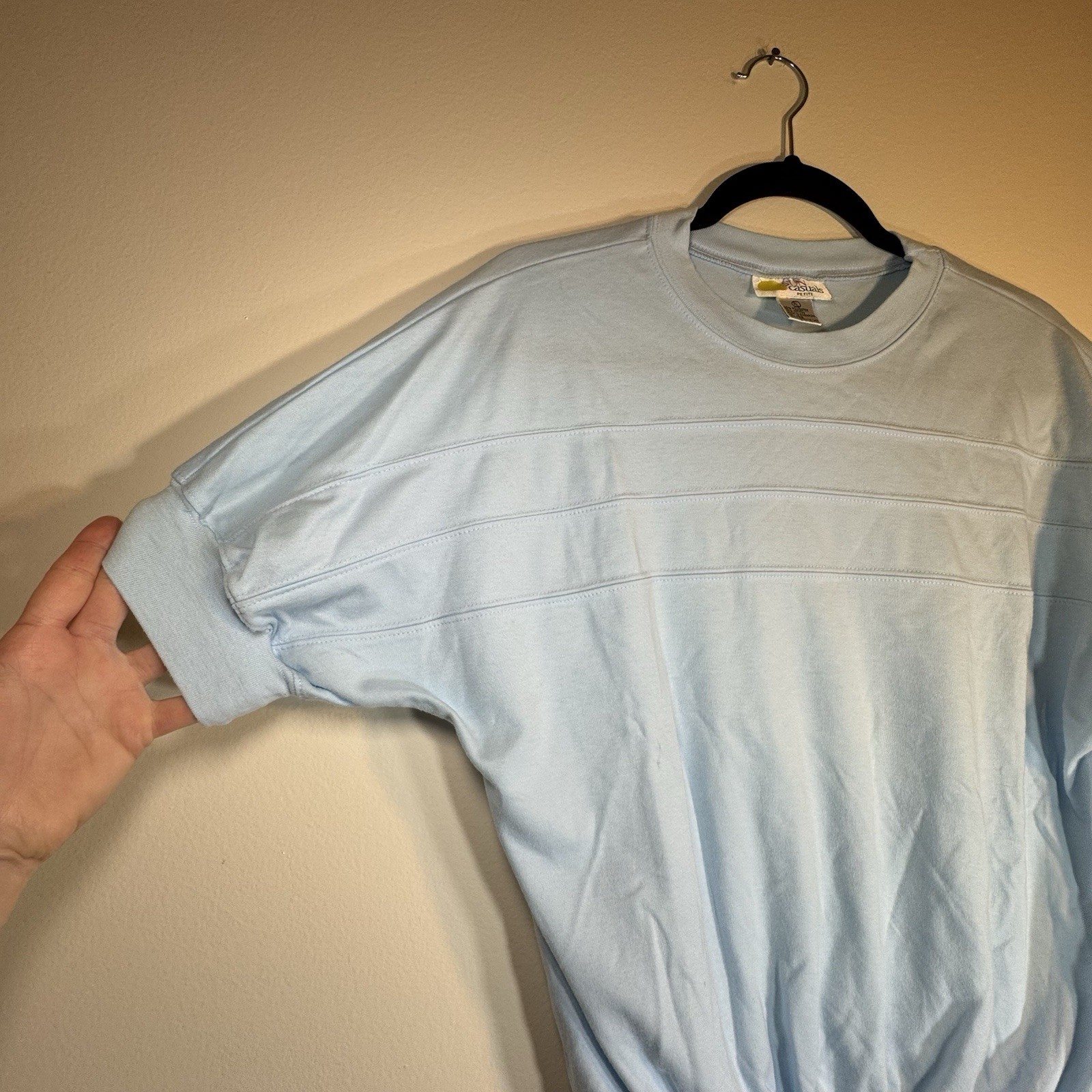 Vintage Baby Blue Sun Casuals Petit Womens LARGE shirt Country Club Tennis Shirt