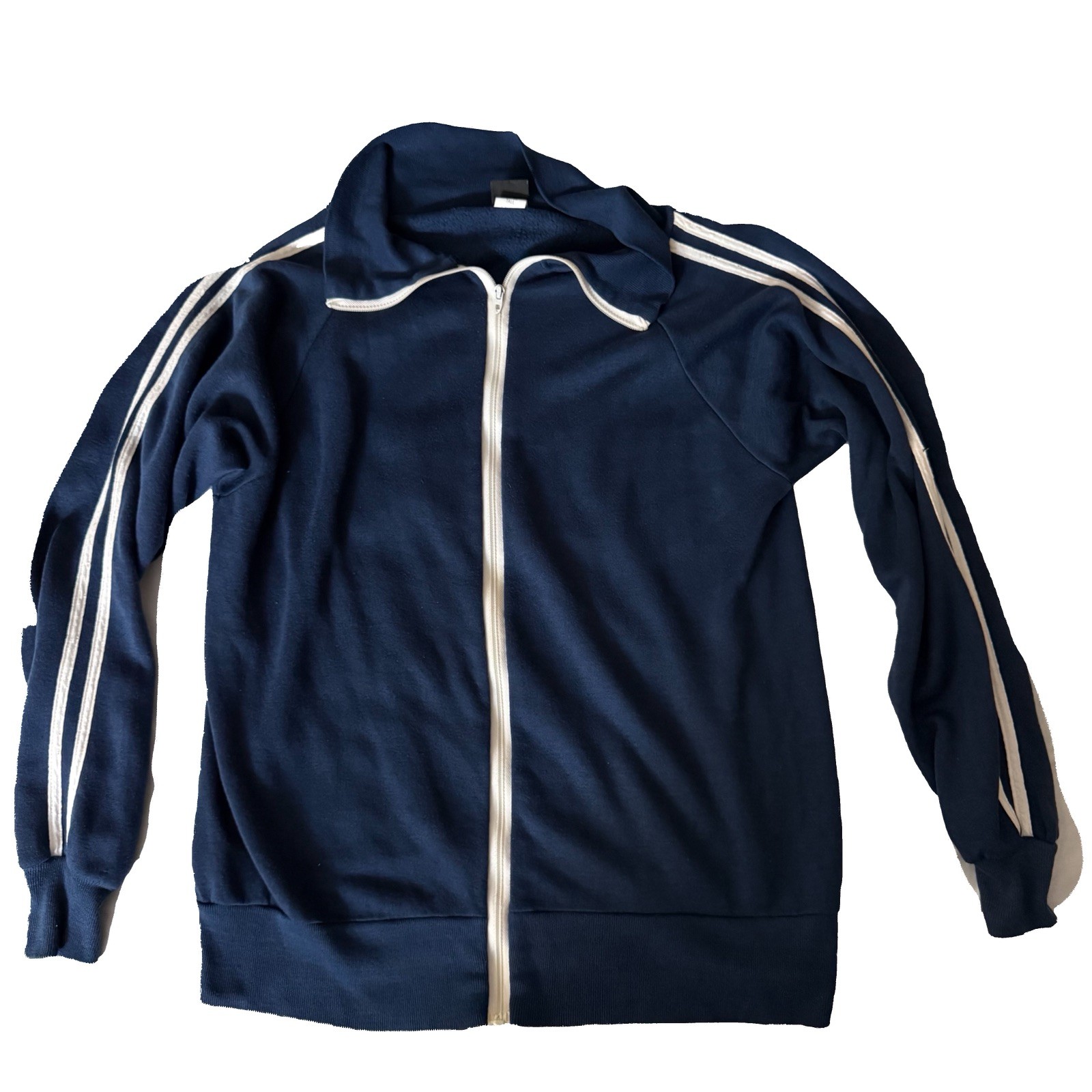 1980s Sears Vintage Track Jacket in Blue and White Size L Tall