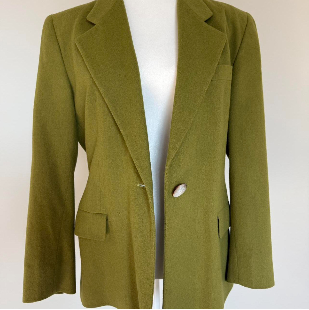 Italian Wool Blazer Green Womens Size 42 Tailored Vintage Umberto Gionocchietti