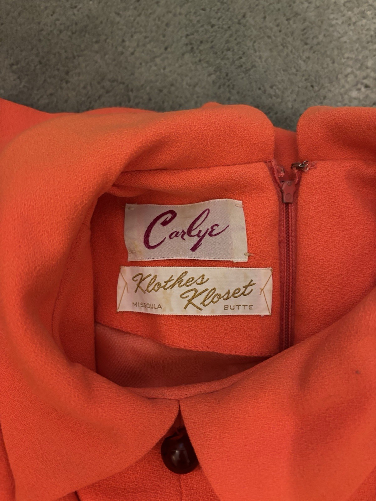 Vibrant Classy Orange Coat Dress W/ Button Details 60s 70s size medium by Carlye