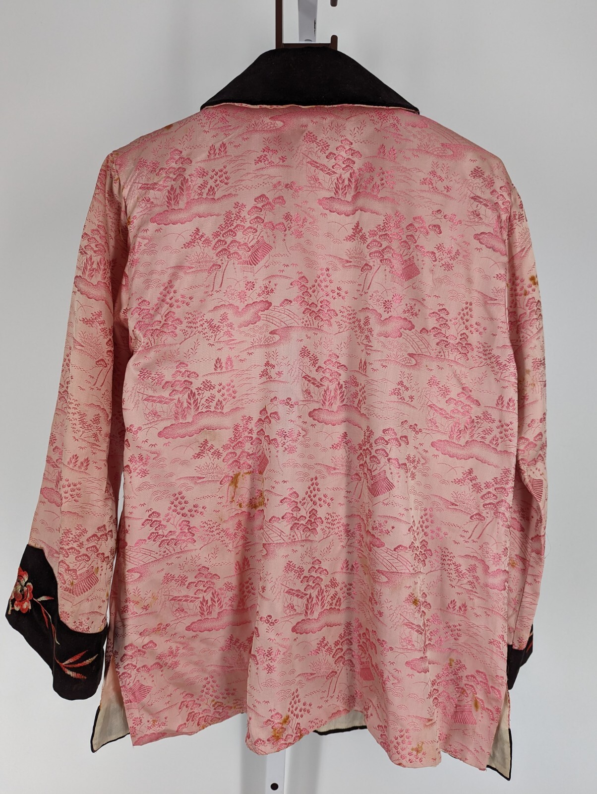 New Look Yokohama Sakaki Pink Cherry Blossom Silk Smoking Kimono Shirt Jacket