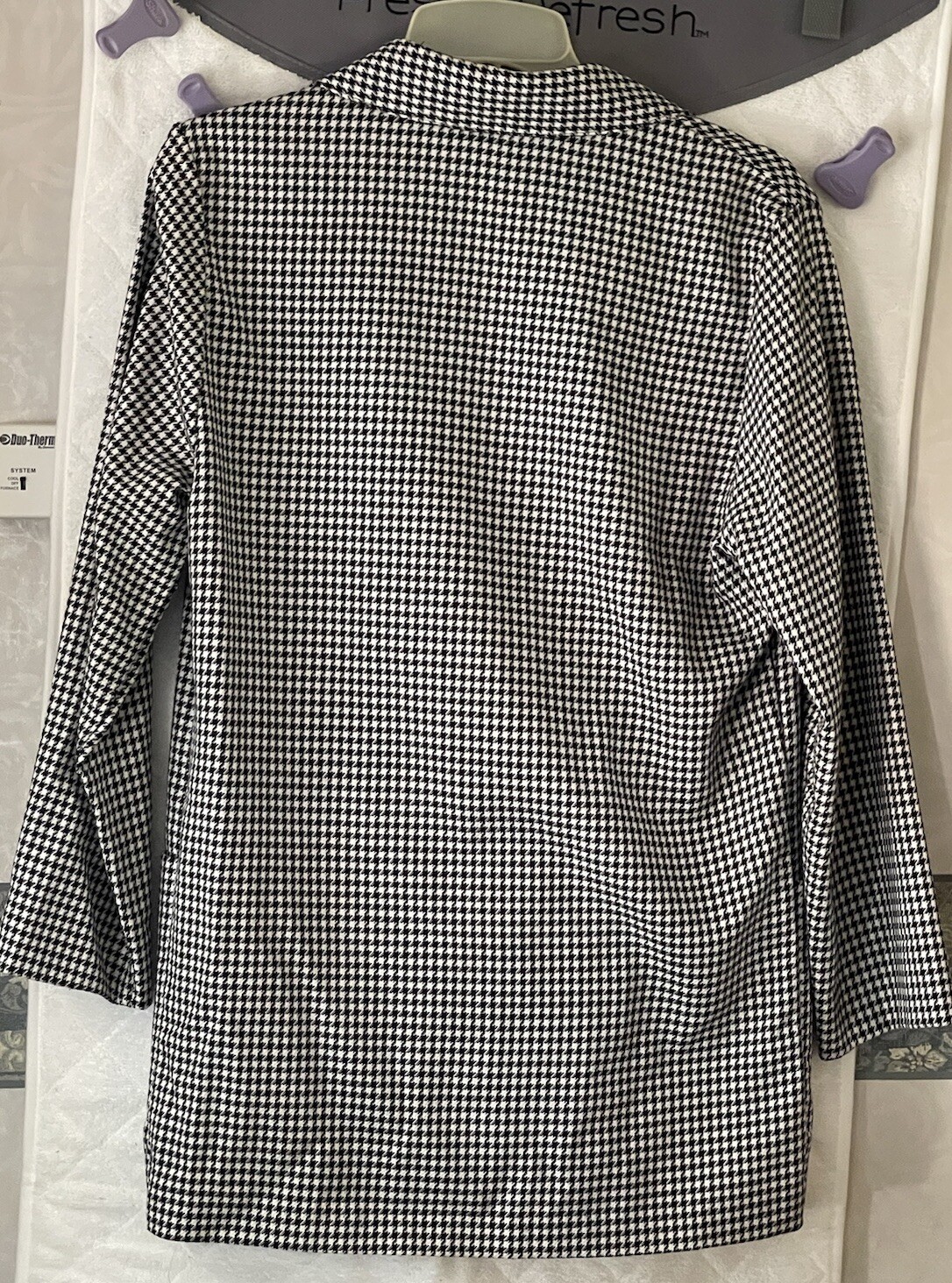 Women’s Paris Sport Club Vintage Houndstooth Black & White Blazer Sz Med USA
