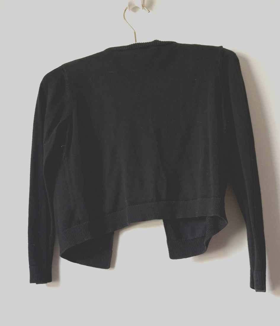 Girl’s Amy Byer black w/lace and black beads Balero jacket M (10-12) Long sleeve