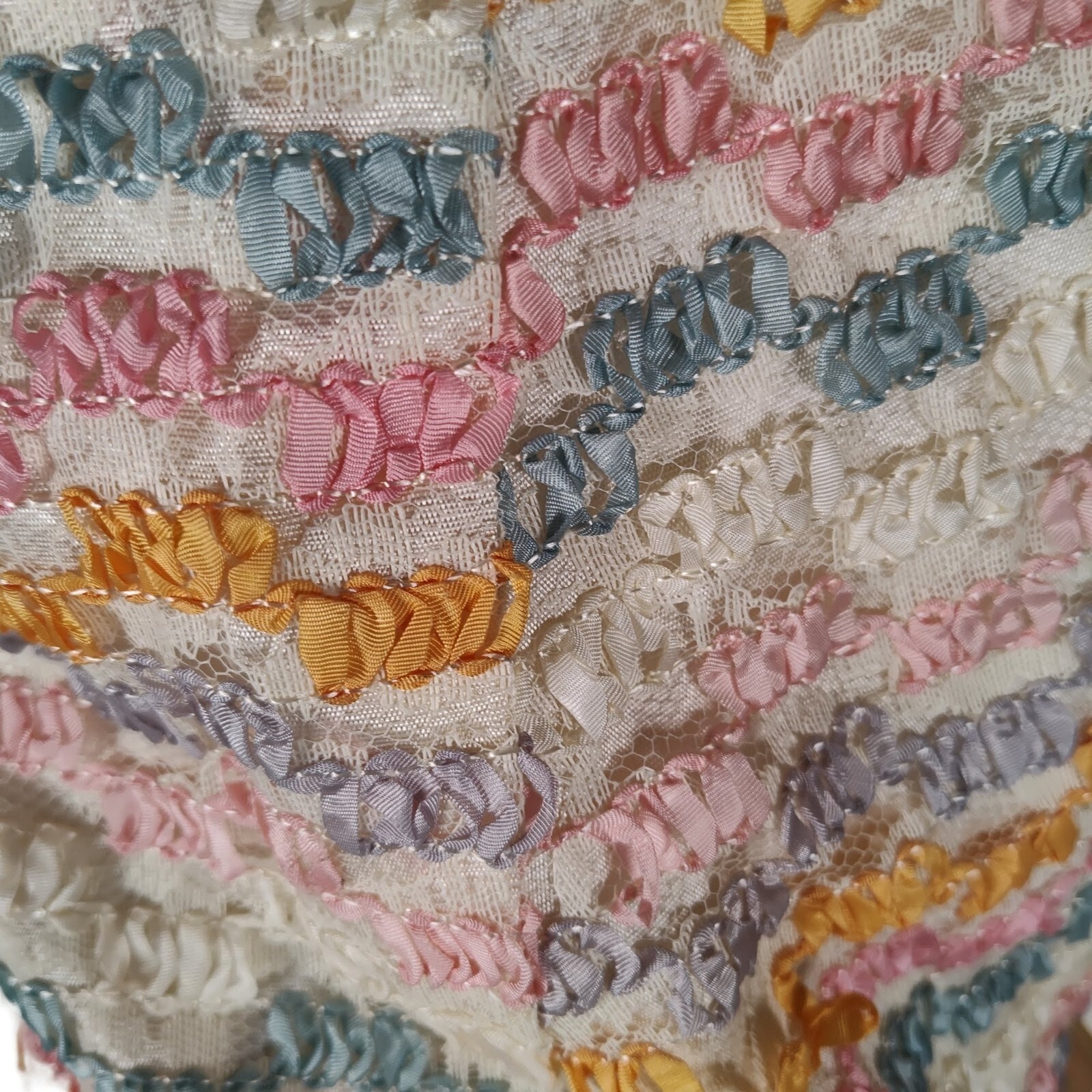 Vintage 60s Pastel Chiffon Party Dress Coquette Balletcore Fit Flare 6