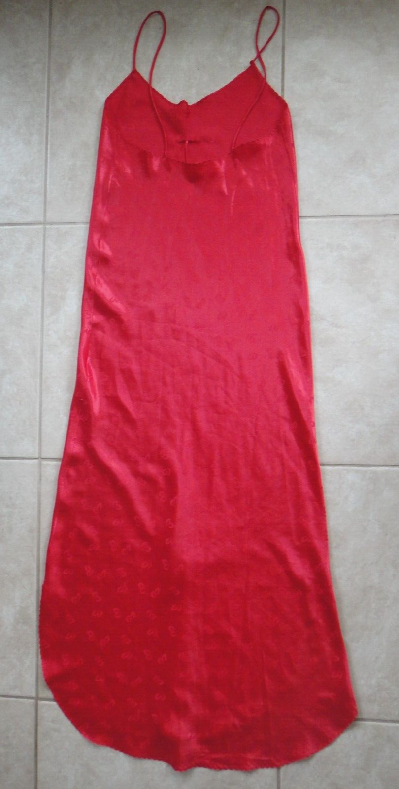 Vintage RALPH MONTENERO FOR BLANCHE 48″Long Nightgown Slip Size S Red Polyester