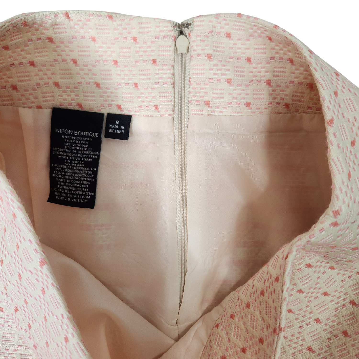 Nipon Boutique Brocade Skirt Jacket Suit Vintage Designer 2 Piece Pink Womens 6