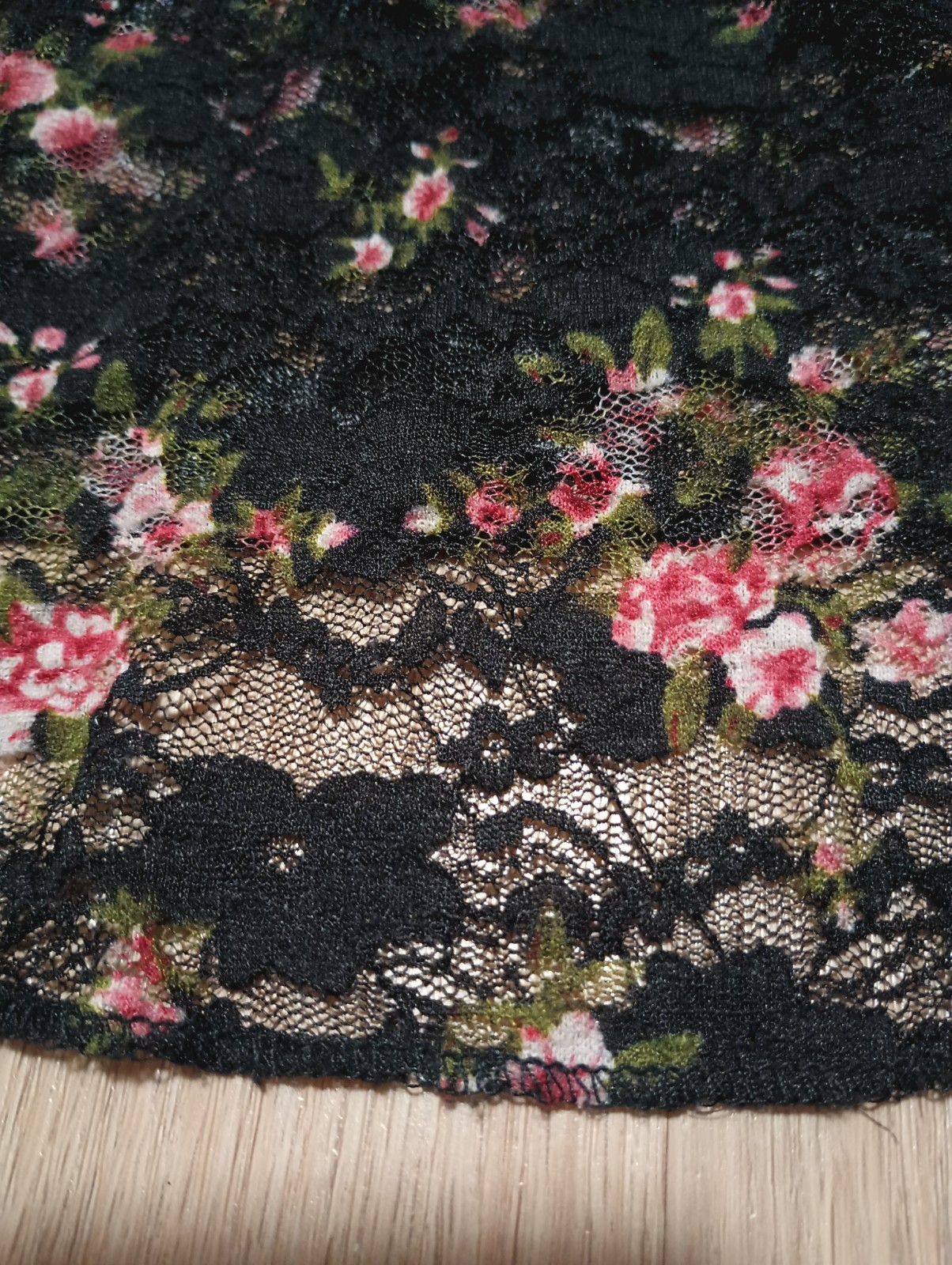 Vtg 90s Stretch Sheer Chantilly Lace Liberty Floral GRUNGE Layer Top Tunic M