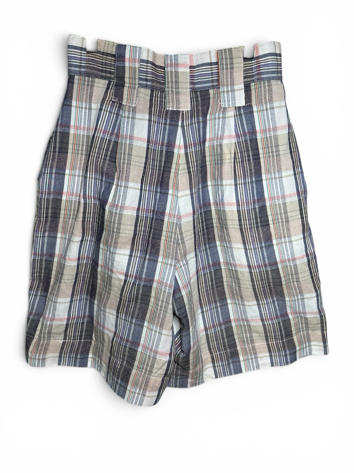 Vintage Women’s Trouser Shorts Plaid Pleats Size 8 To Knees Lightweight 1980’s