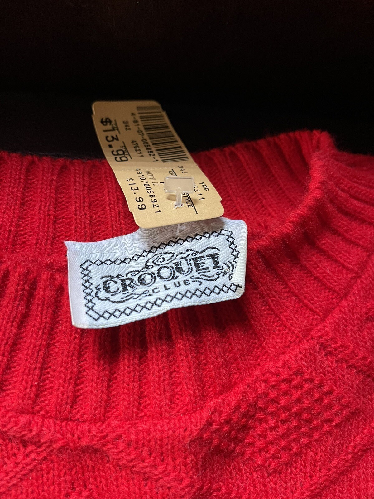 Vintage Croquet Club Red Sweater Size Medium NWT Style 476211