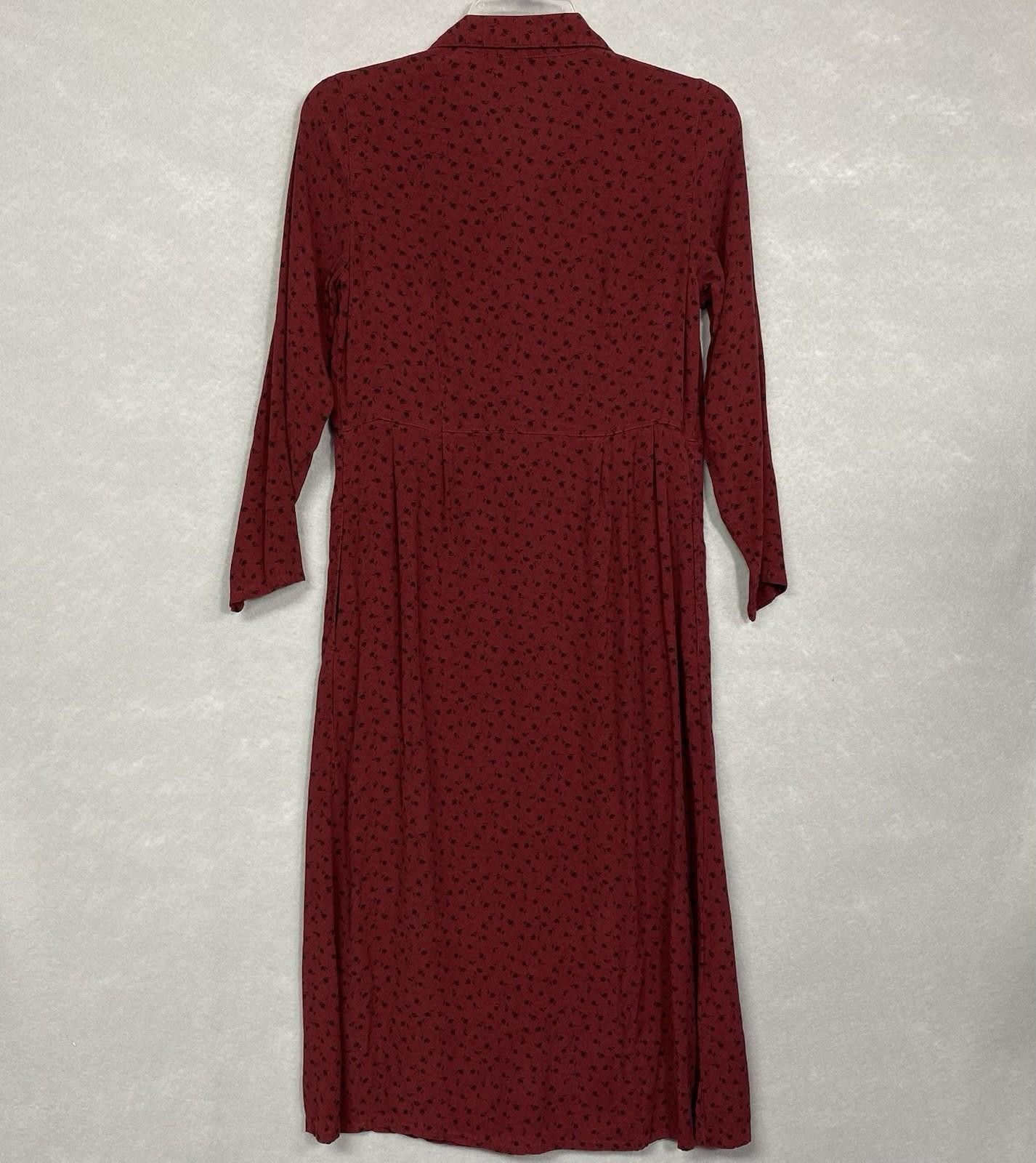 VTG Eddie Bauer Dress Women’s S Boho Basic Classic Rayon Deep Red 90s Y2K Dark