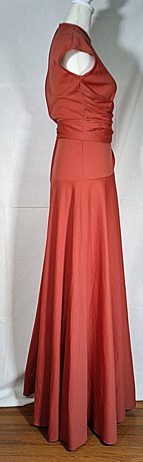 Vintage 70s Unbranded Maxi Terracotta Dress Union Label USA Size SMALL