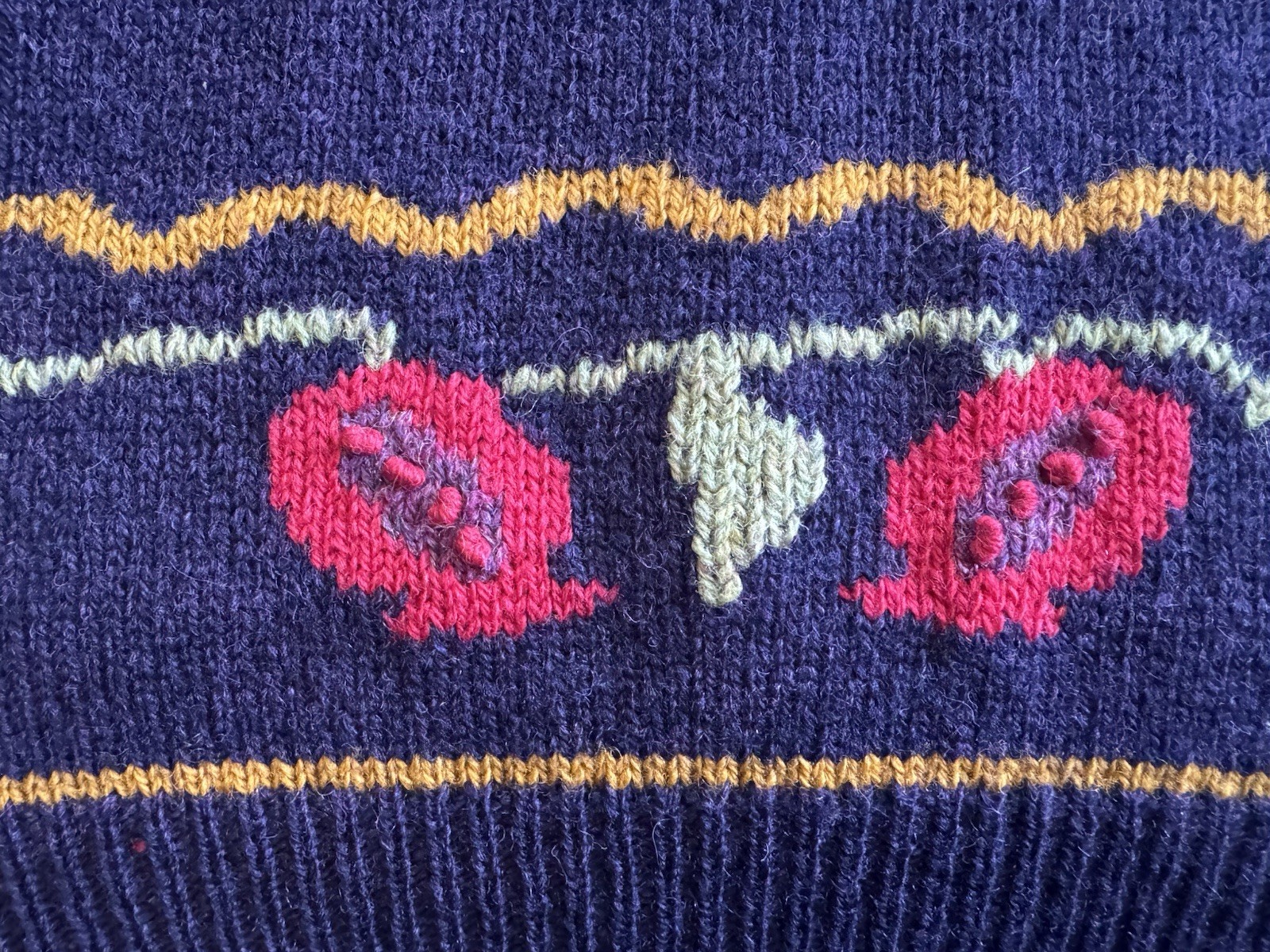 Vintage Susan Bristol Hand Embroidered Pastoral Animal Sweater 1989 Wool 38