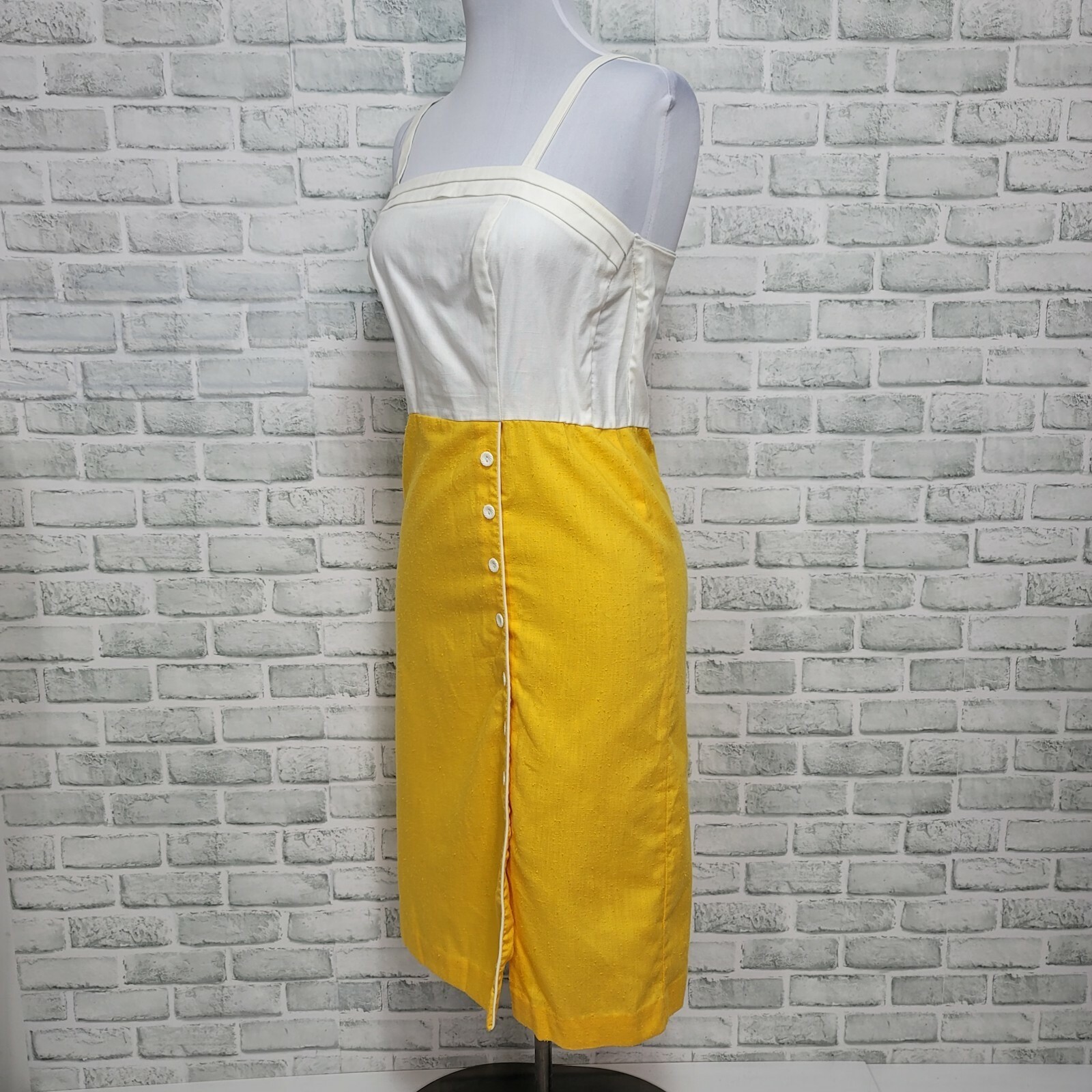 Vintage 80s Trivia Charms Hollywood Yellow White Two Piece Dress Jacket Set