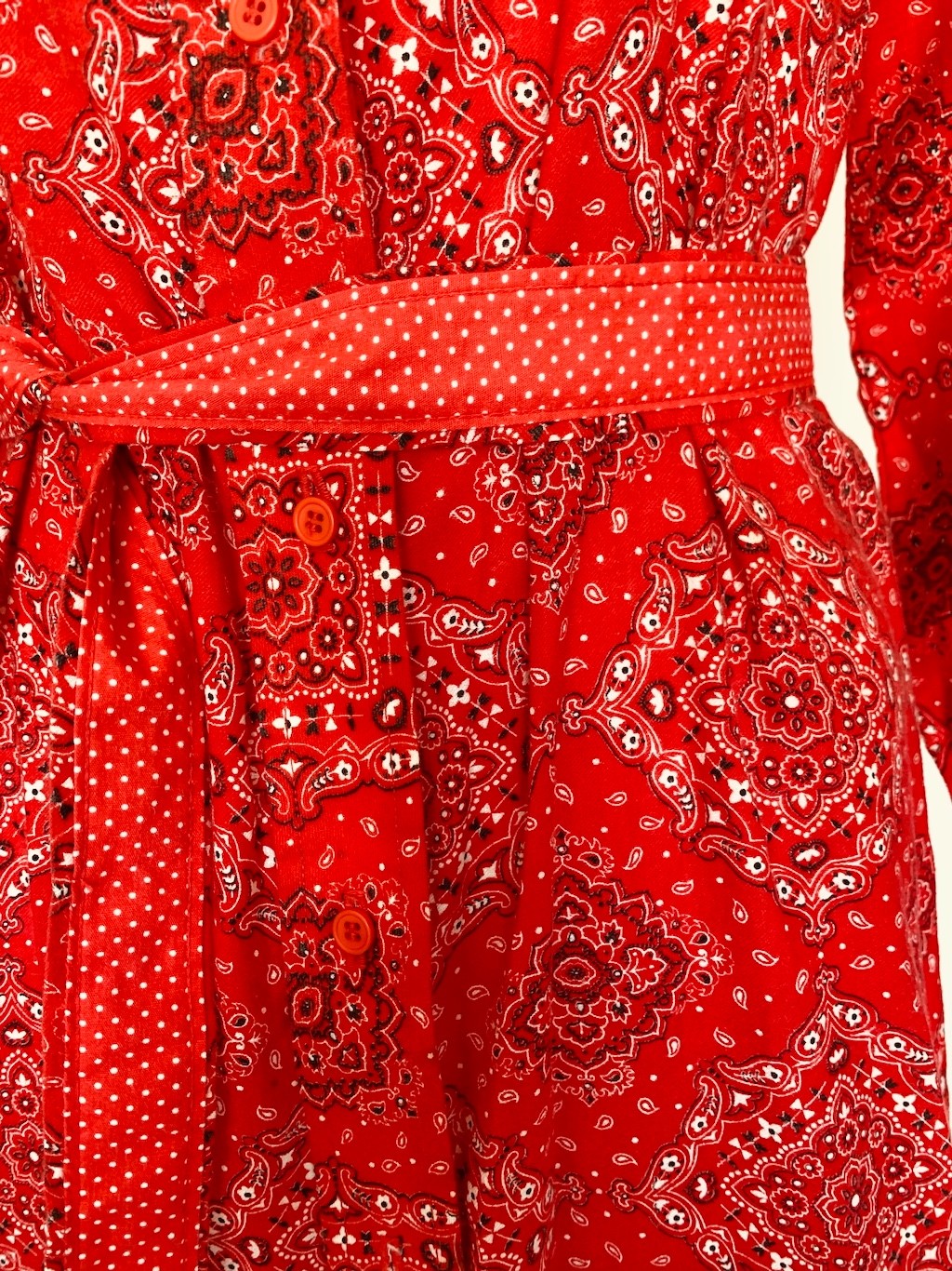 Rare 1970s vintage Geoffrey Beene Bazaar Bandana print Boho Prairie Maxi Dress S