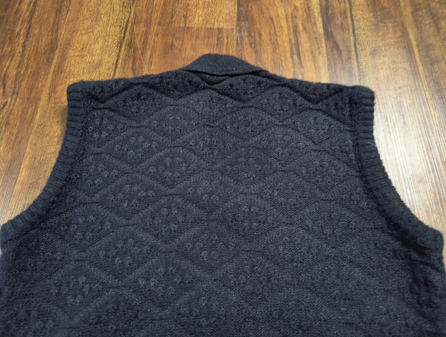 Vintage Marvin Turbo Orlon Acrylic Black Button Up Sweater Vest With Pockets USA