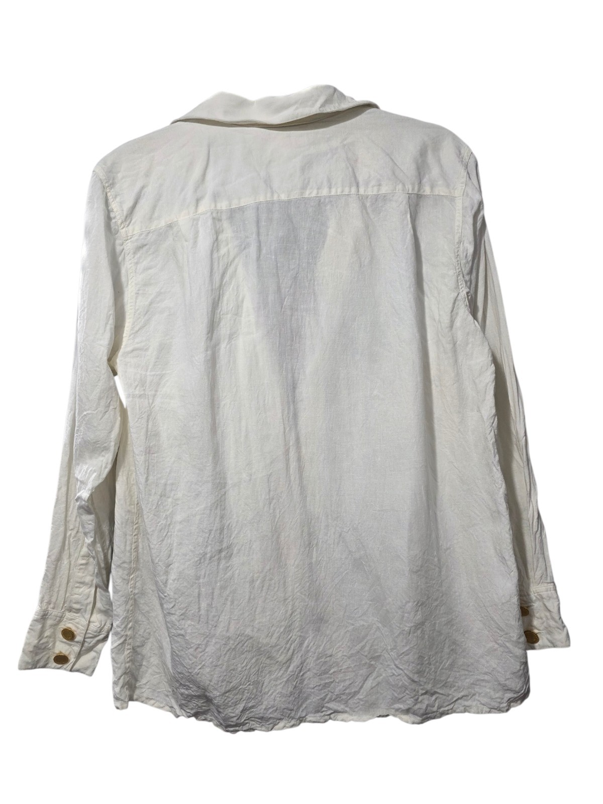 Carlisle 100% Linen Button Up Shirt Size 12 White Long Sleeve